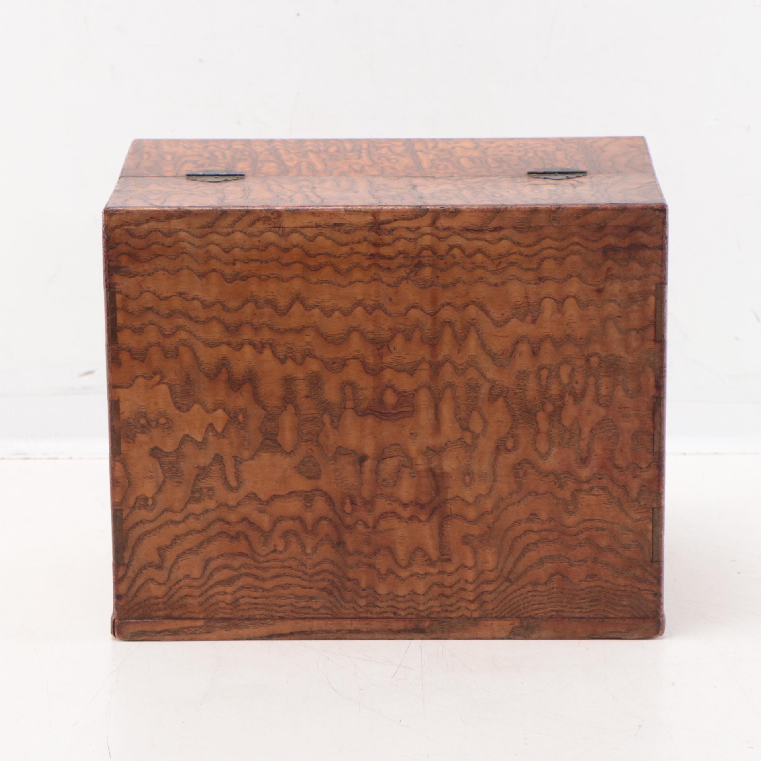 Japanese Shōwa Era Mulberry Haribako Sewing Box, Circa 1930