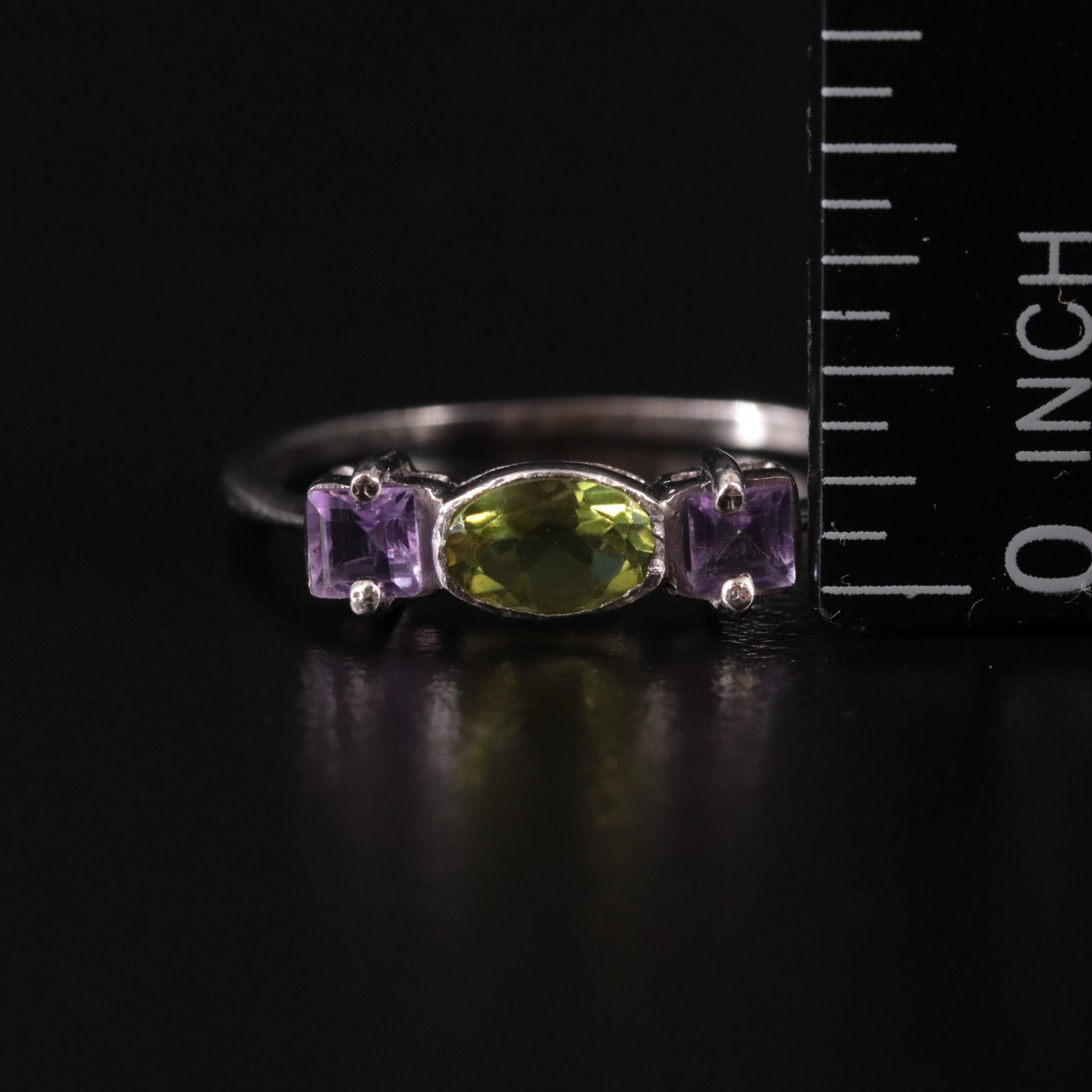 Sterling, Peridot and Amethyst Ring
