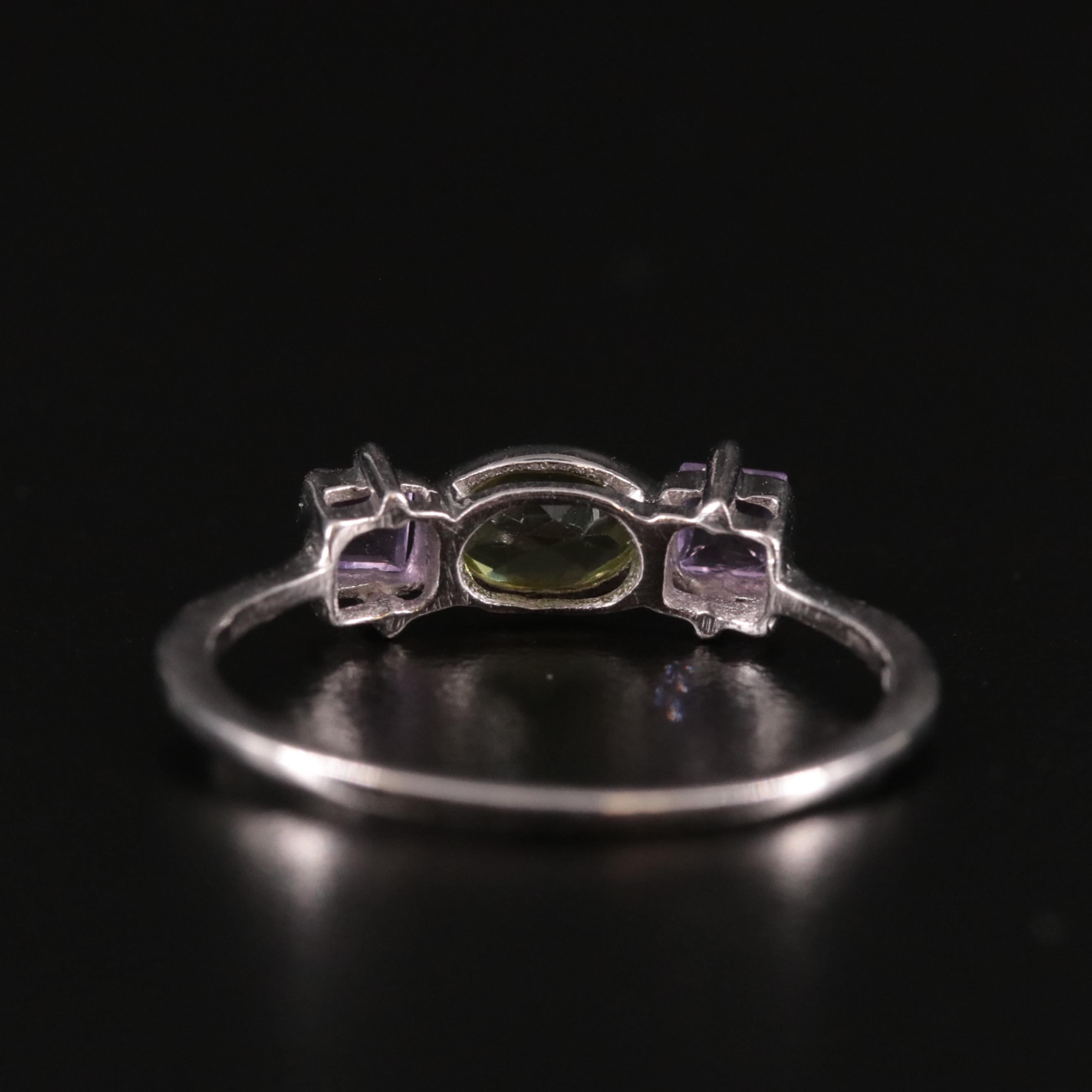 Sterling, Peridot and Amethyst Ring