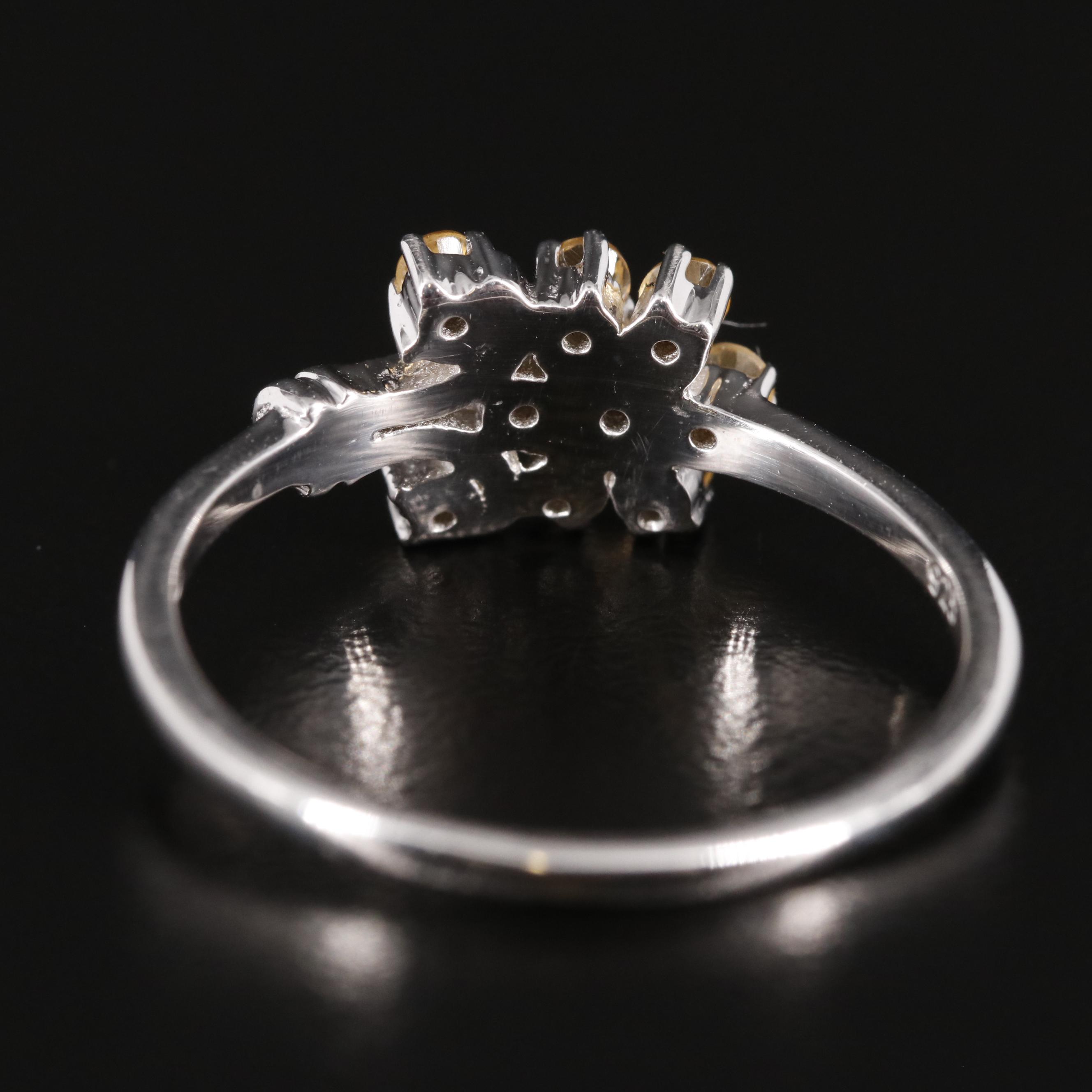 Sterling and Citrine Floral Cluster Ring