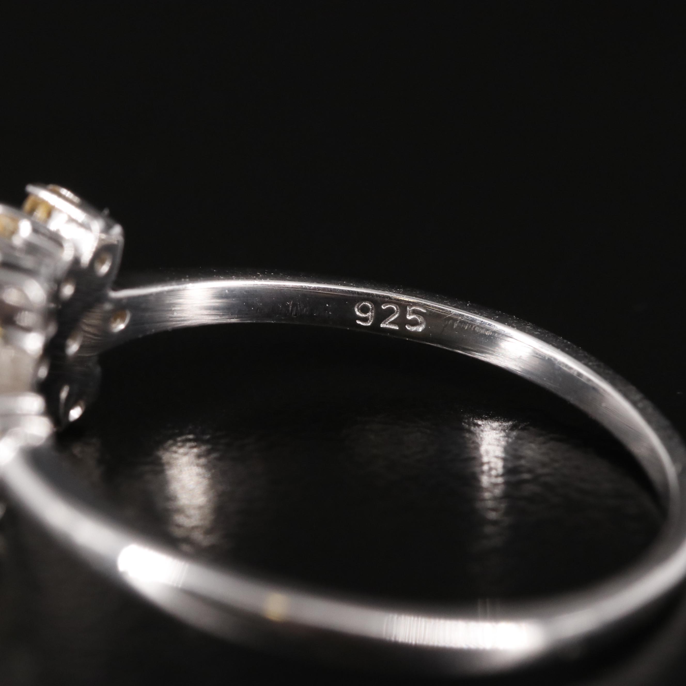 Sterling and Citrine Floral Cluster Ring