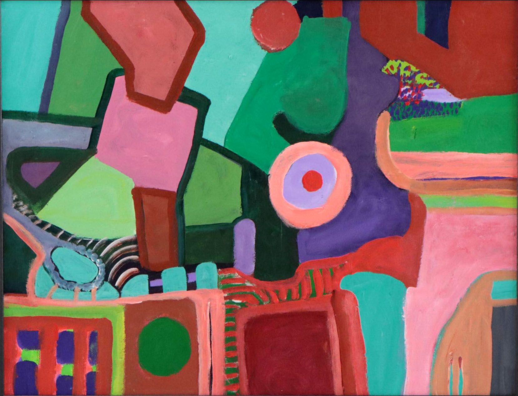 Louise Abrams Abstract Acrylic Painting, 1970s