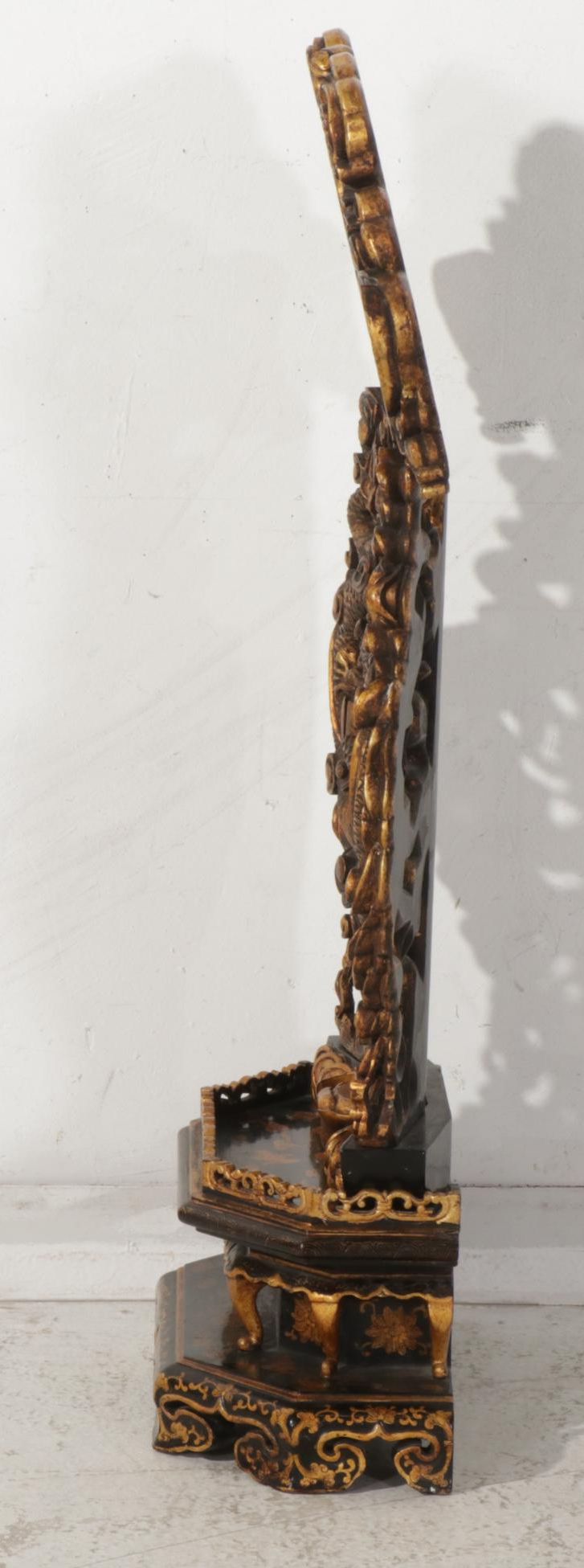 Chinese Parcel-Gilt, Black and Red Lacquer Three-Piece Shrine