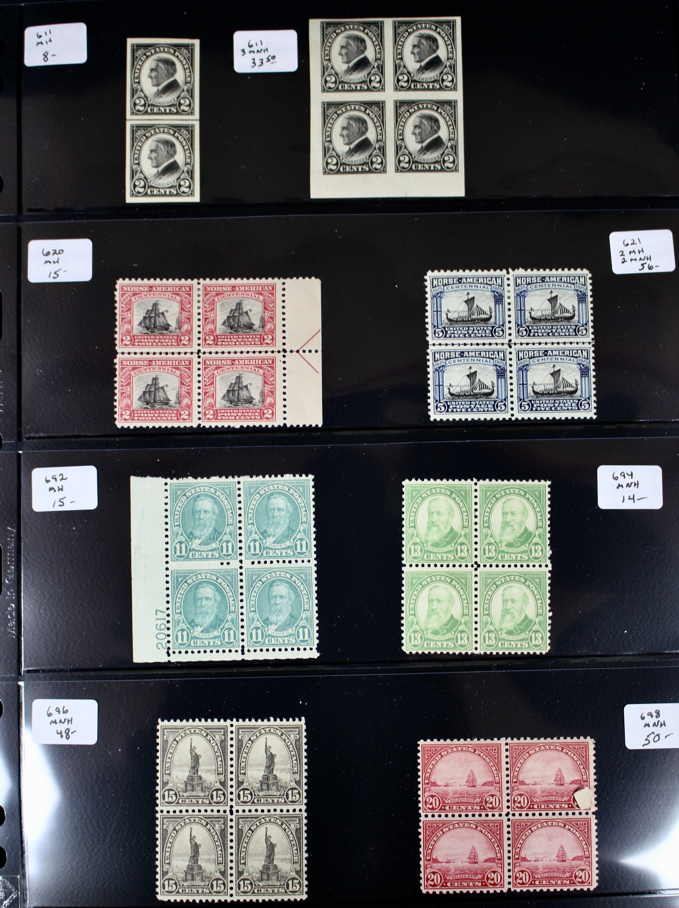 Ten Early U.S. Multiple Postage Stamps