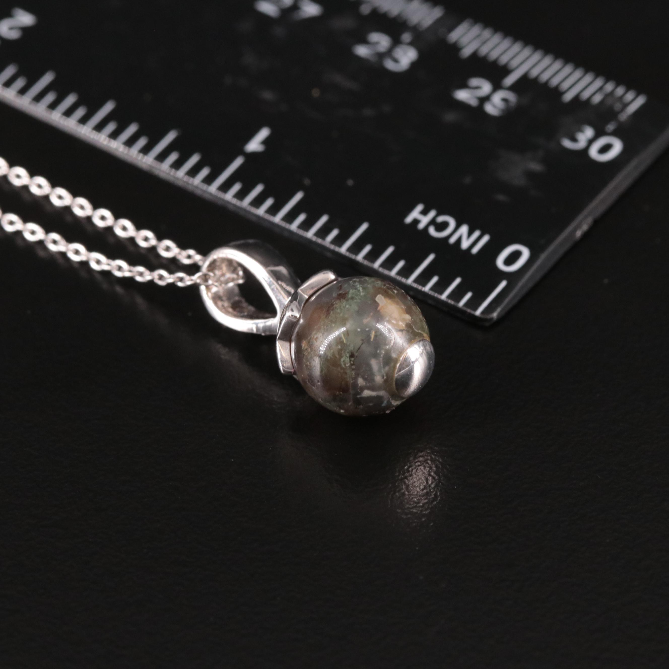 Sterling, Agate and White Topaz Drop Pendant Necklace