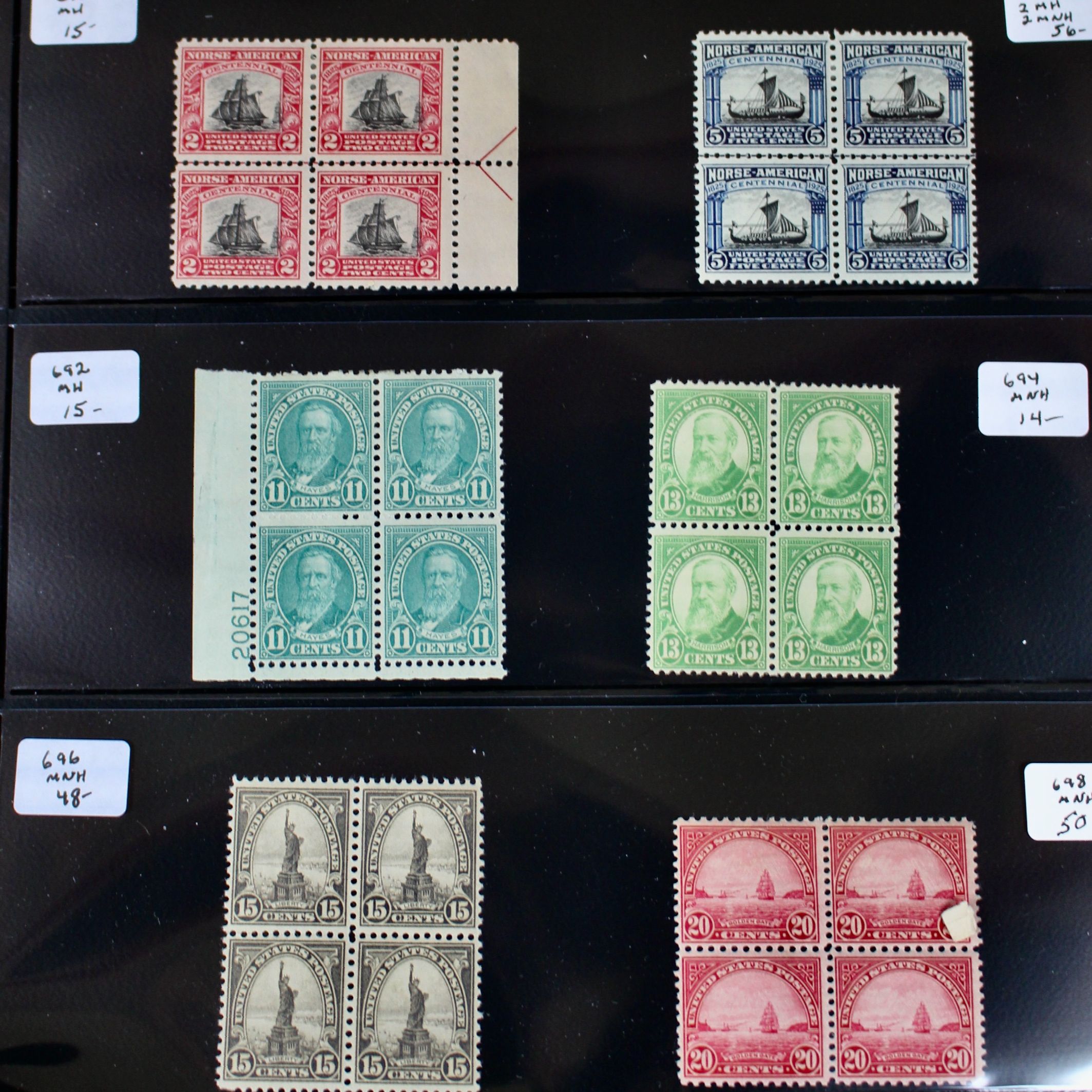 Ten Early U.S. Multiple Postage Stamps