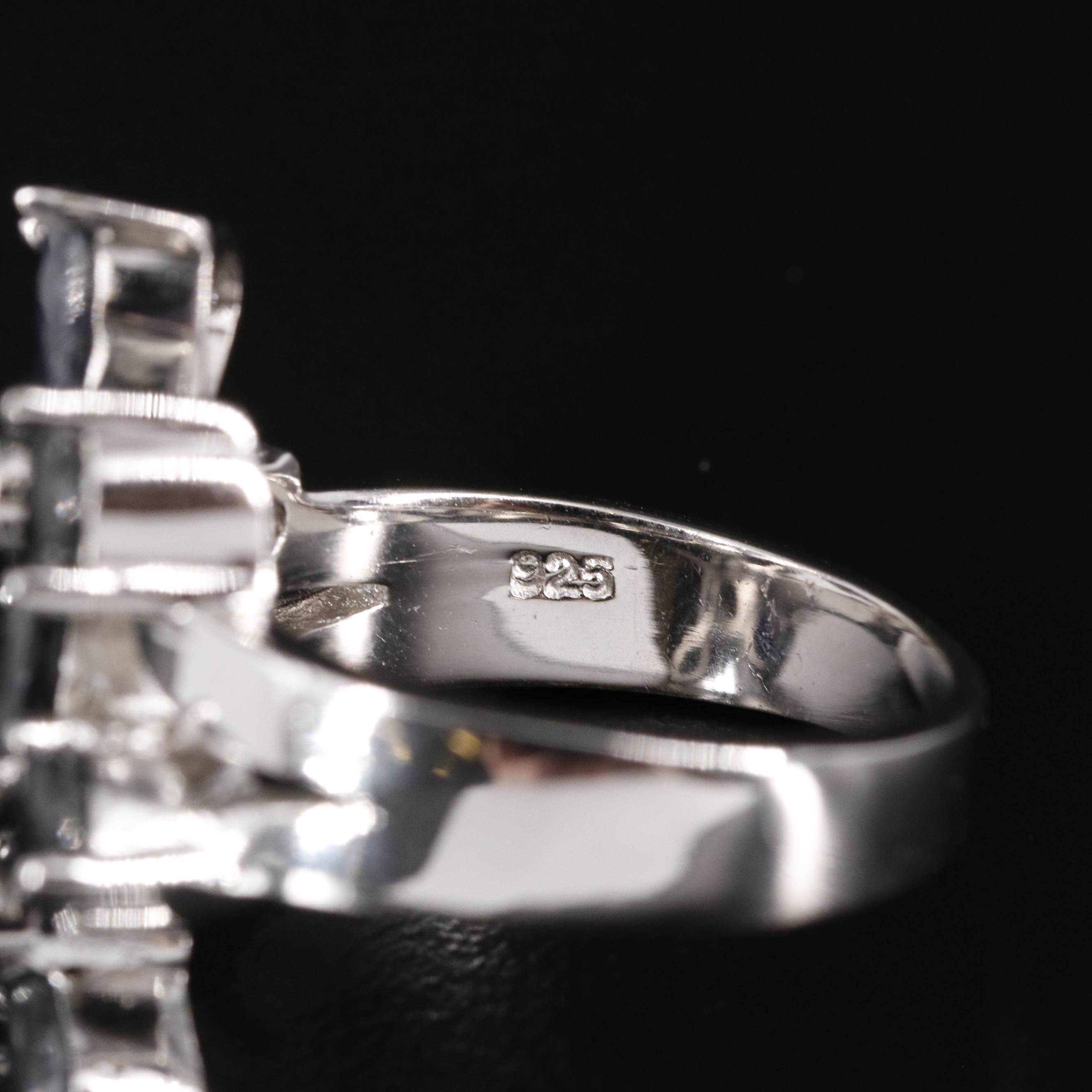 Sterling and Sapphire Floral Ring