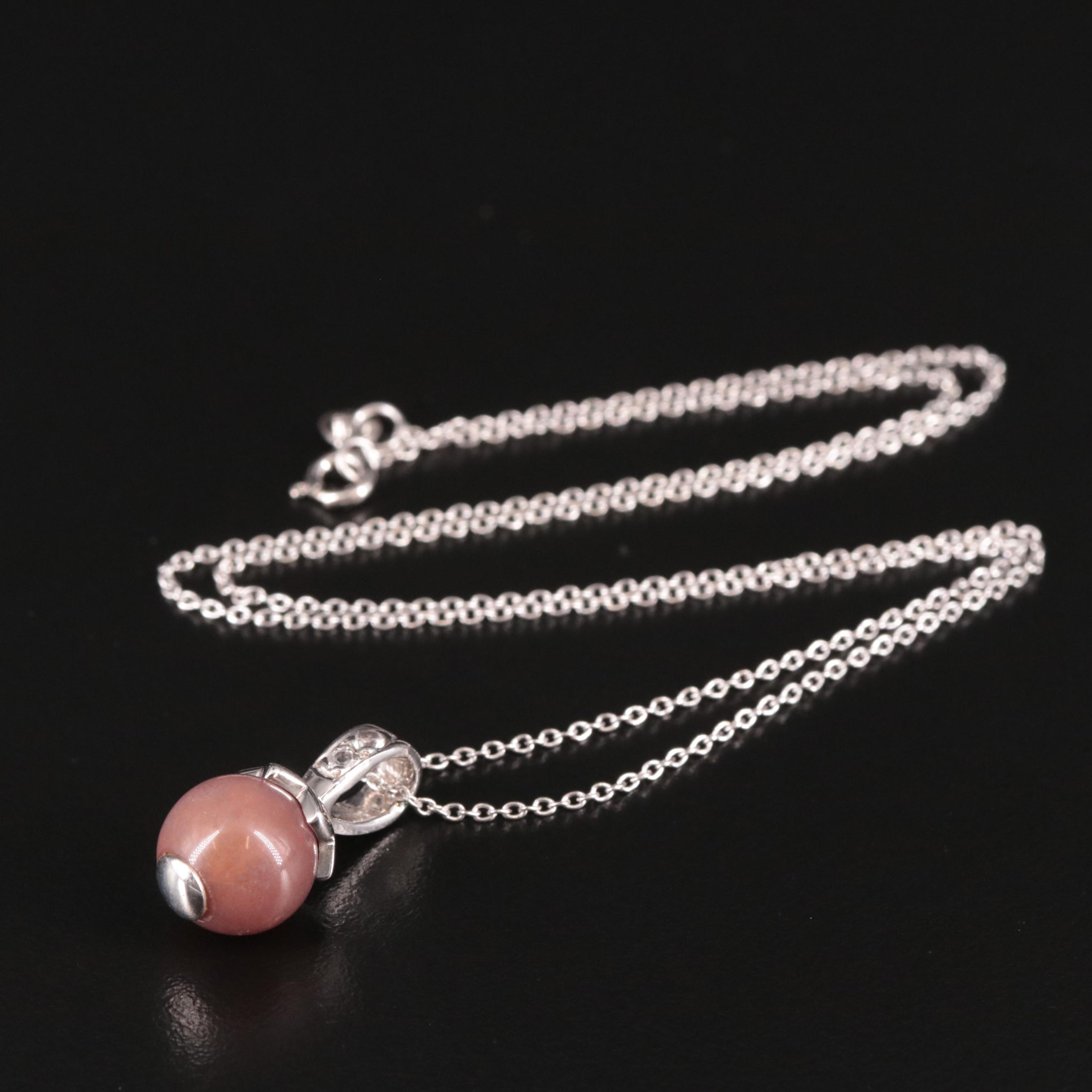 Sterling, Chalcedony and White Topaz Drop Pendant Necklace