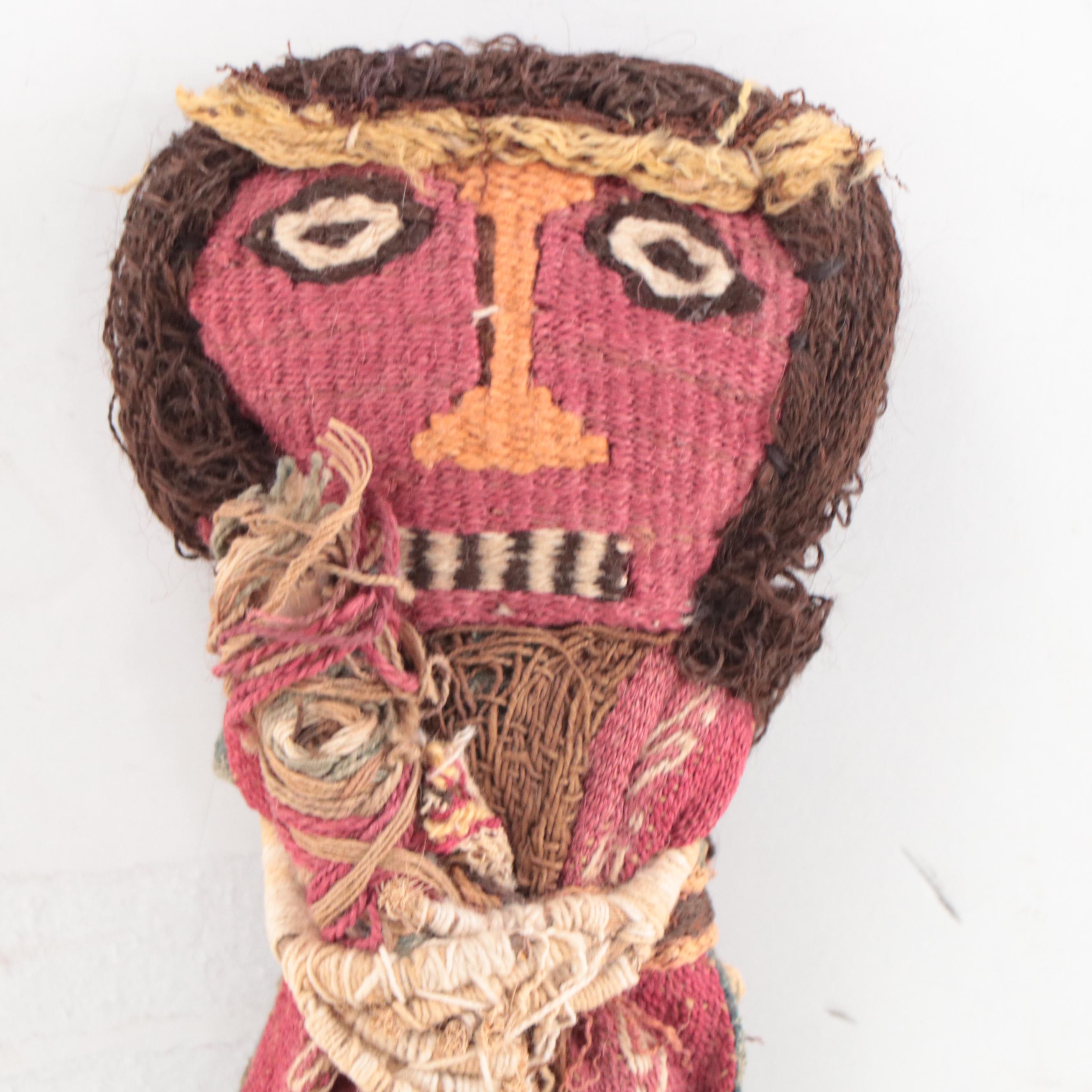 Peruvian Folk Art Chancay Funerary Male and Female Cloth Dolls