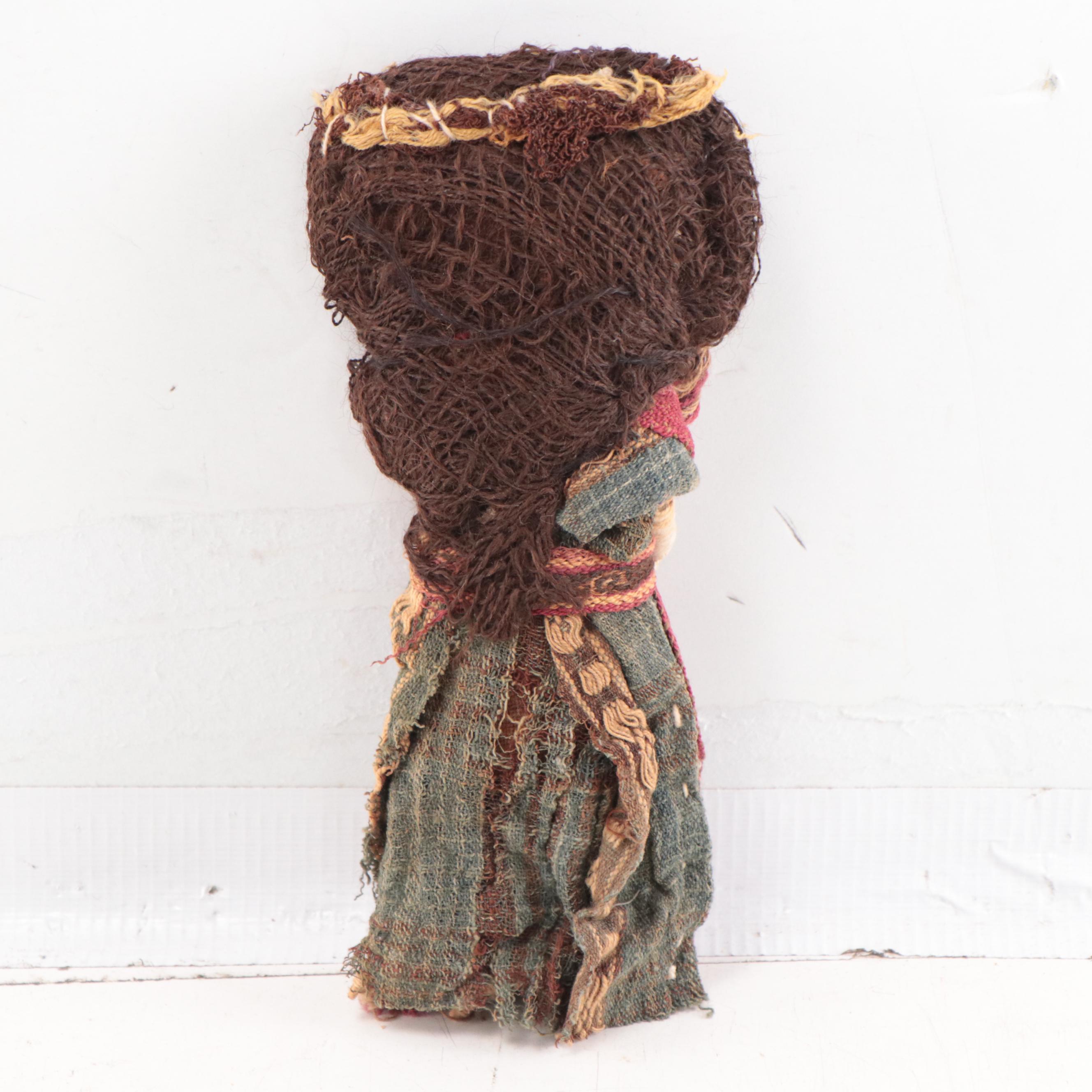 Peruvian Folk Art Chancay Funerary Male and Female Cloth Dolls