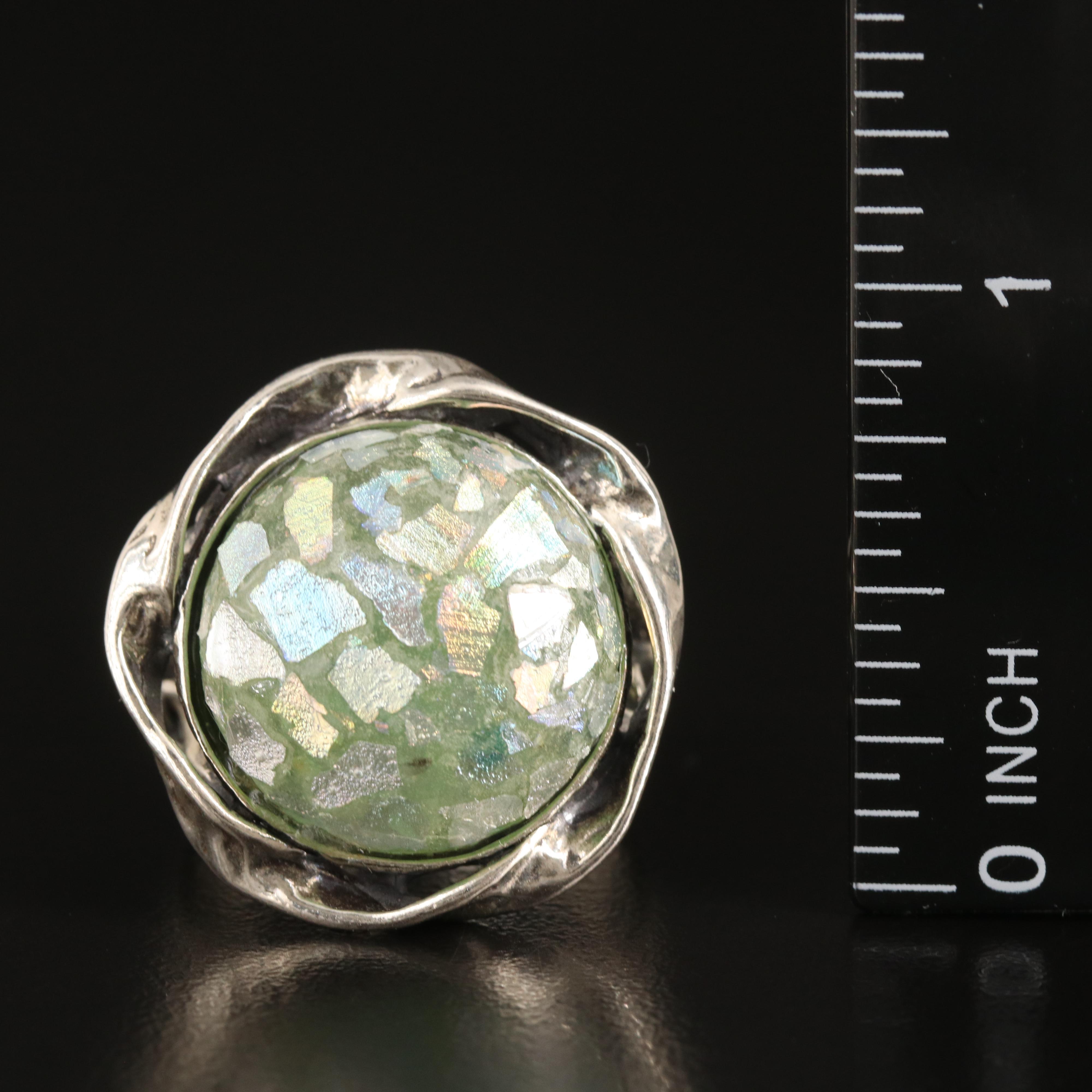 Roman Style Sterling Glass Ring
