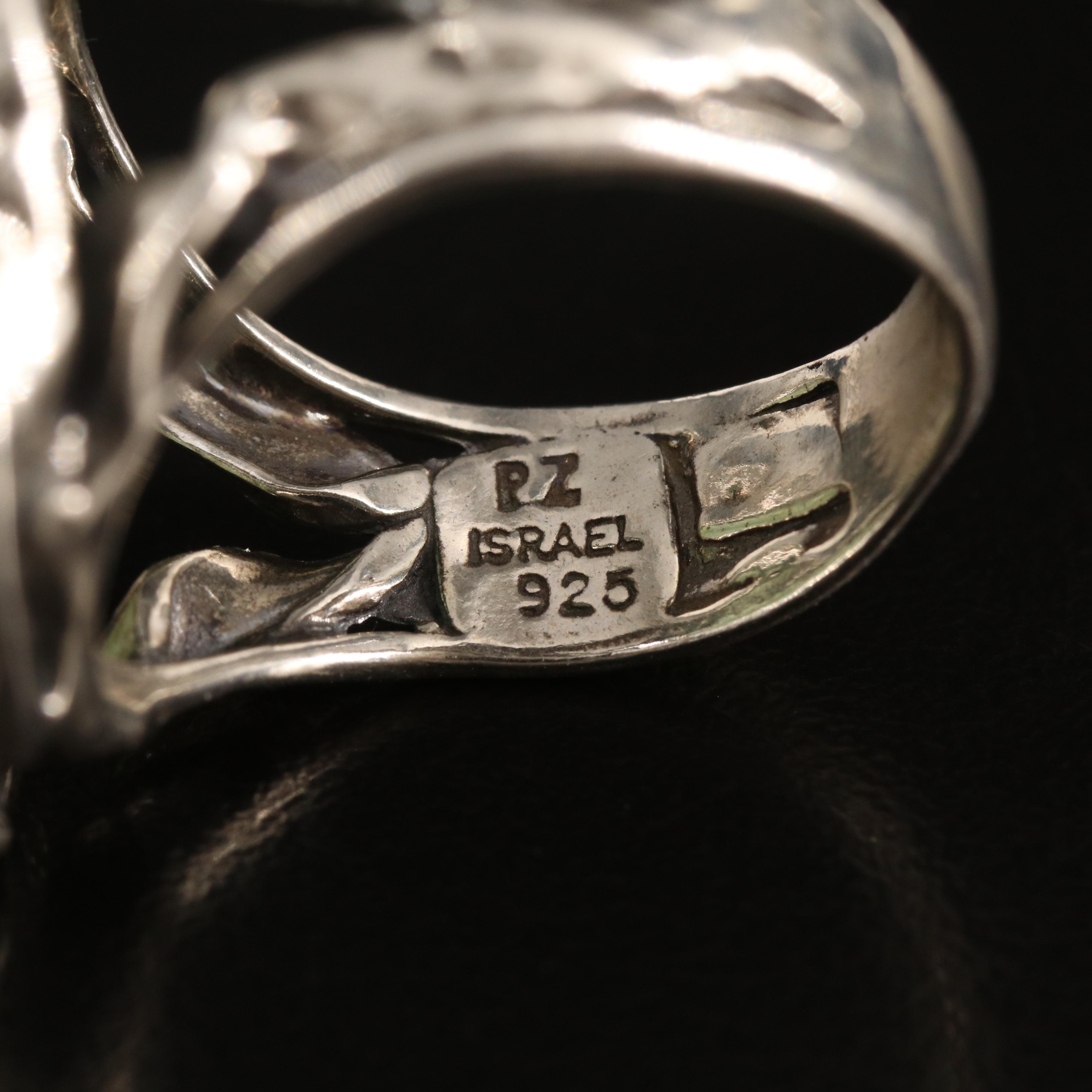 Roman Style Sterling Glass Ring