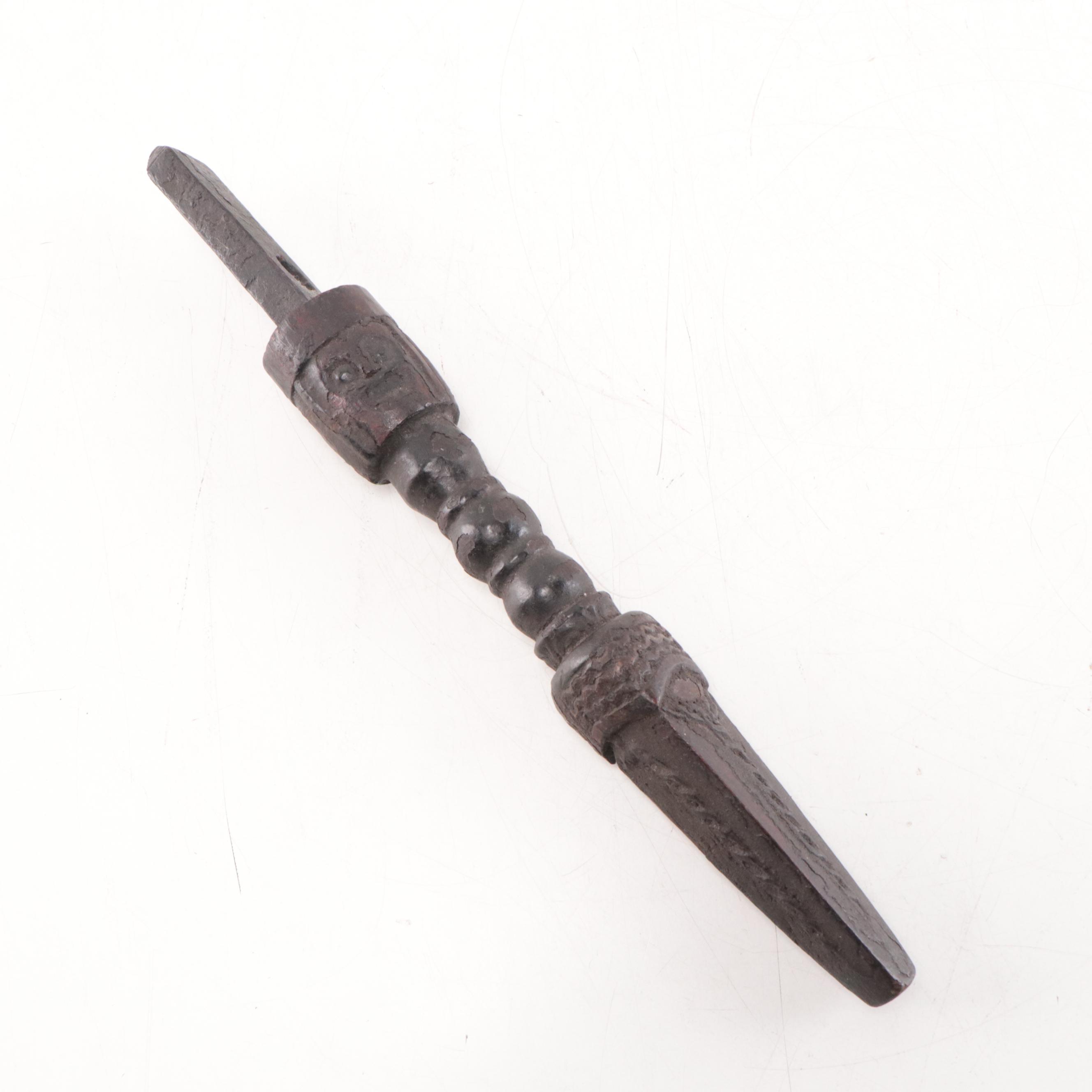 Tibetan Carved Wood Drum Handles