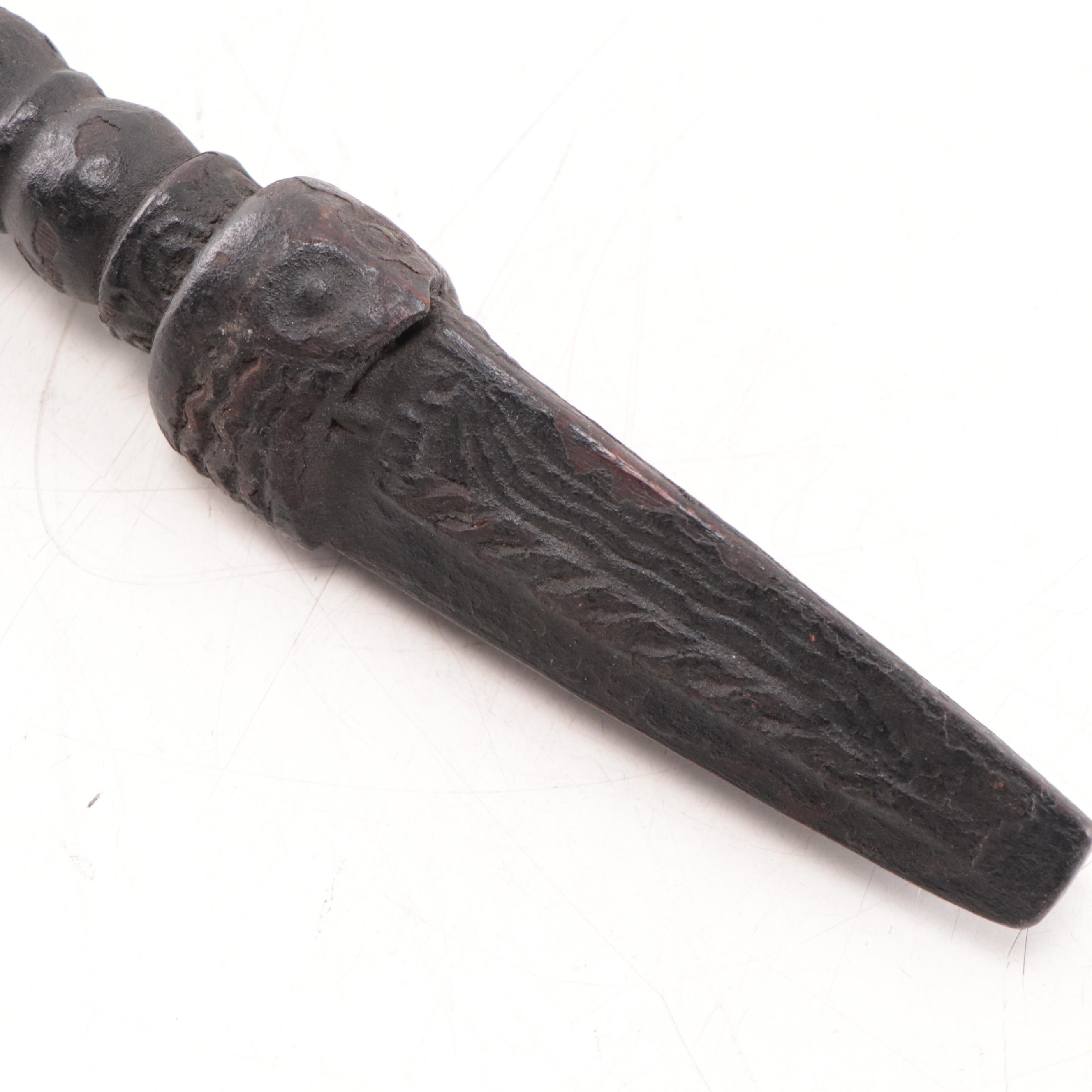 Tibetan Carved Wood Drum Handles