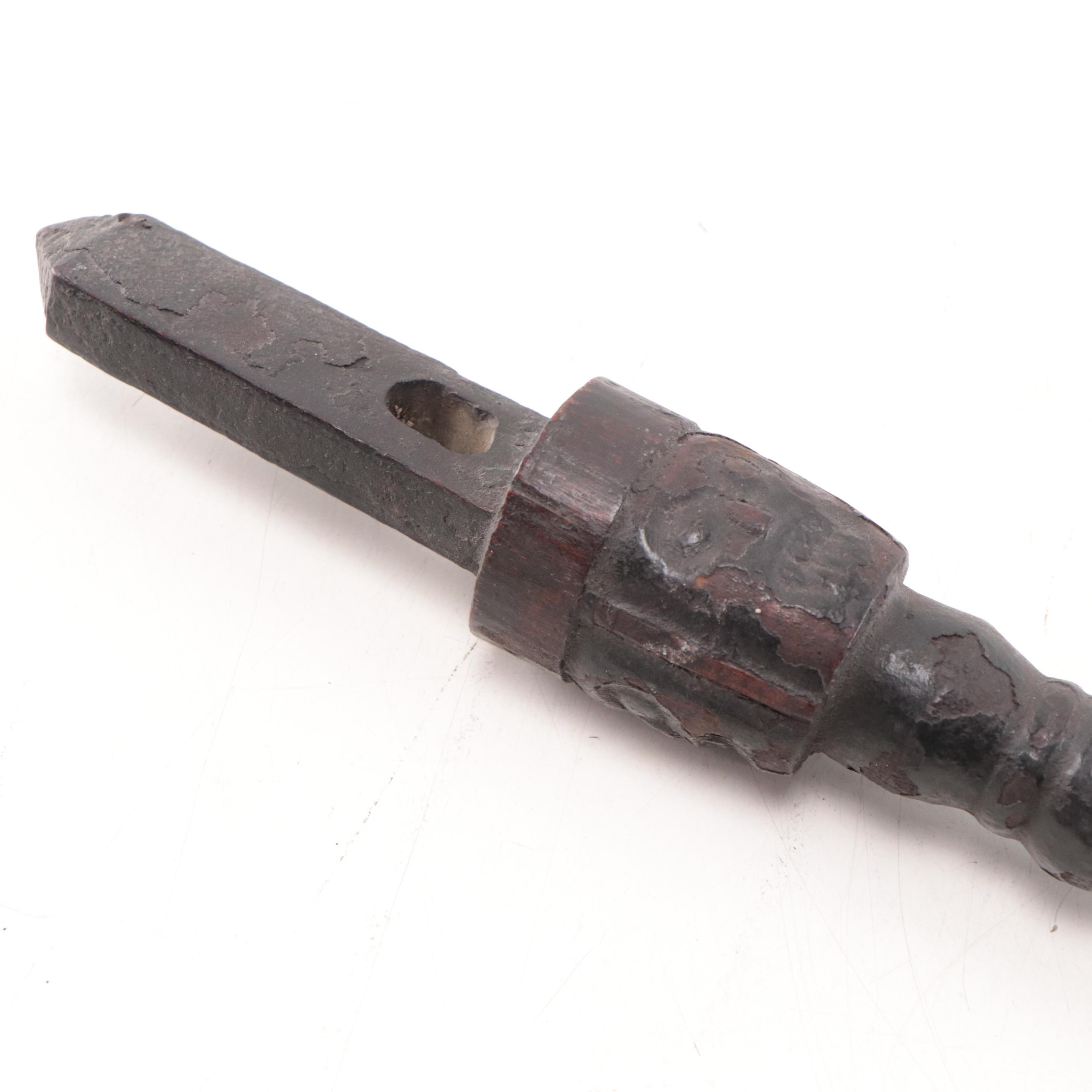 Tibetan Carved Wood Drum Handles