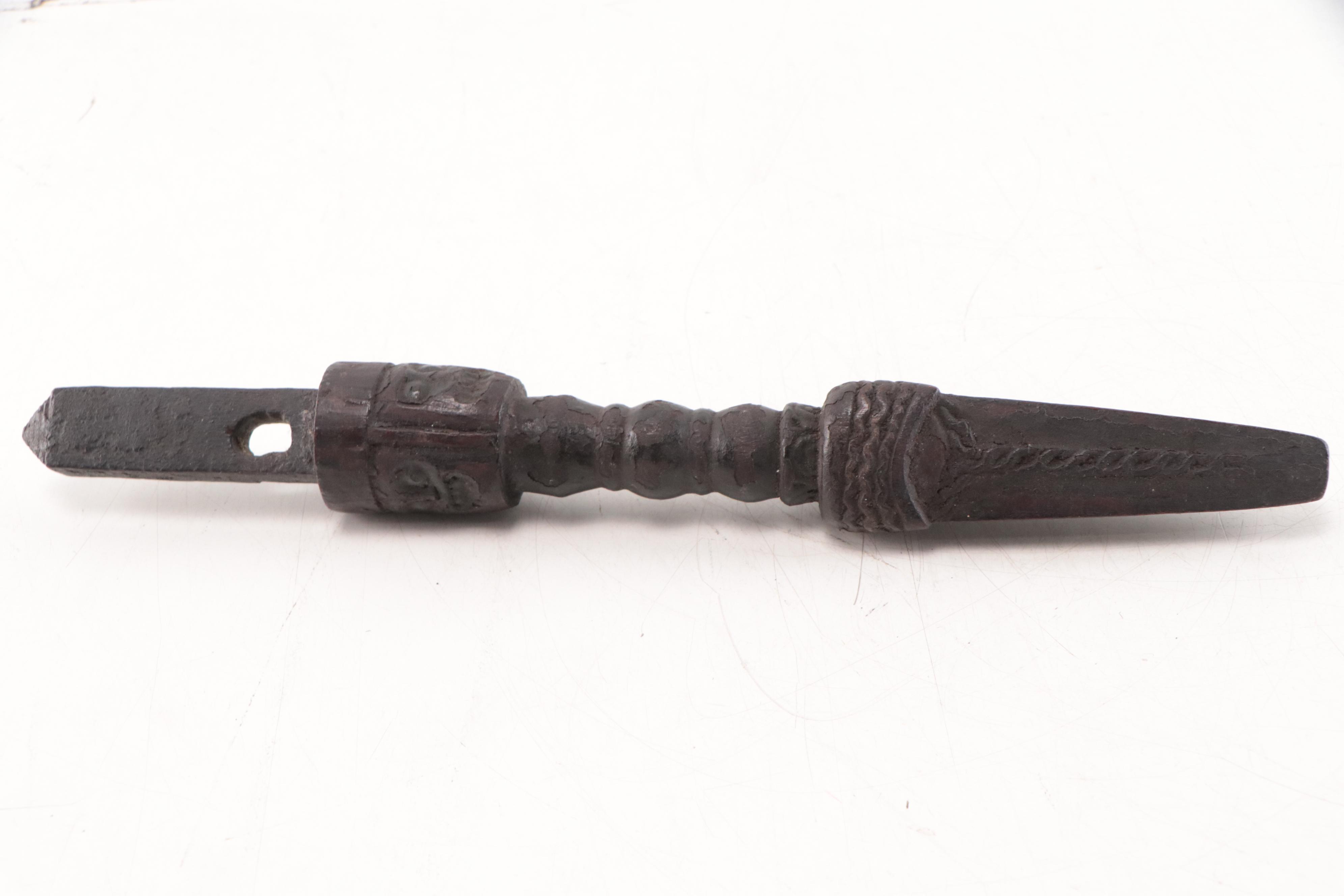 Tibetan Carved Wood Drum Handles