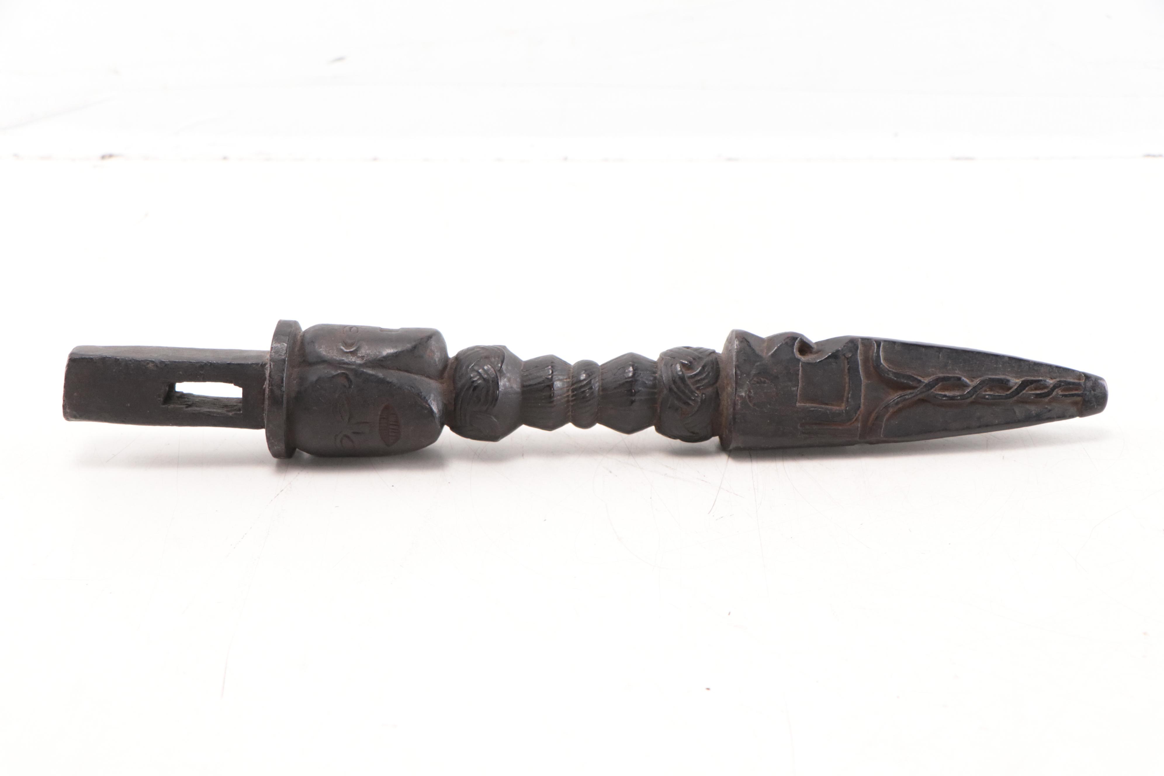 Tibetan Carved Wood Drum Handles