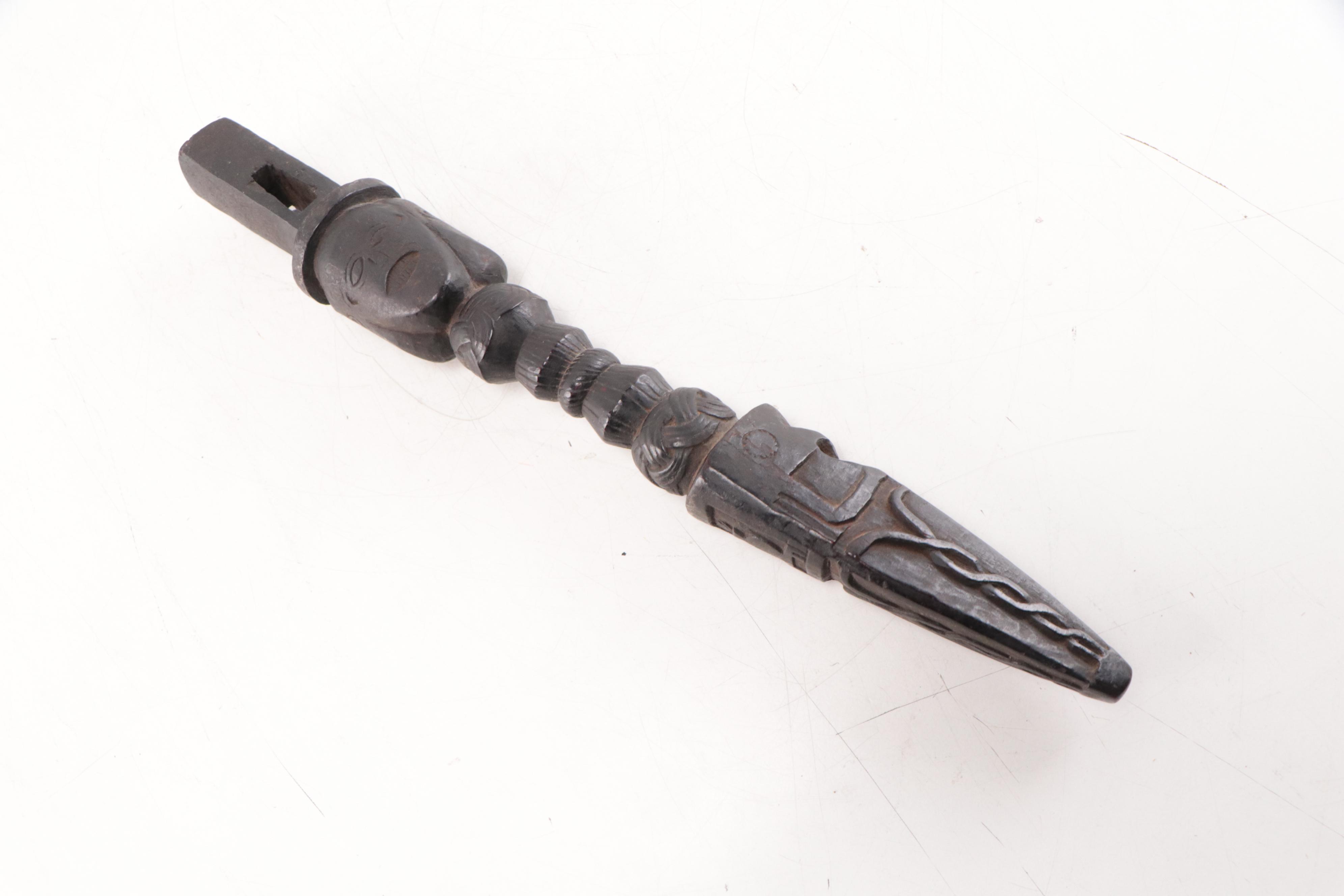 Tibetan Carved Wood Drum Handles