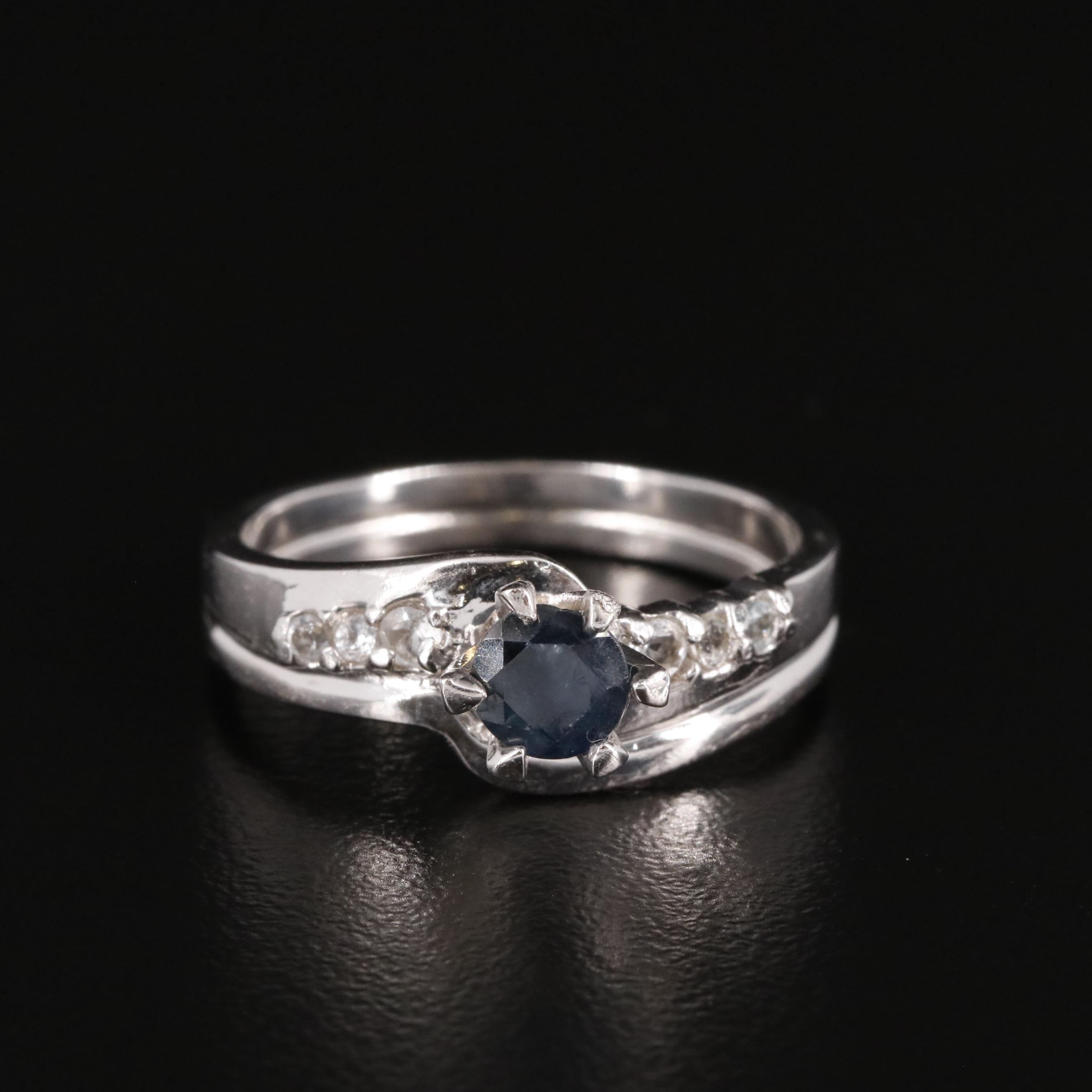 Sterling Sapphire and White Topaz Ring