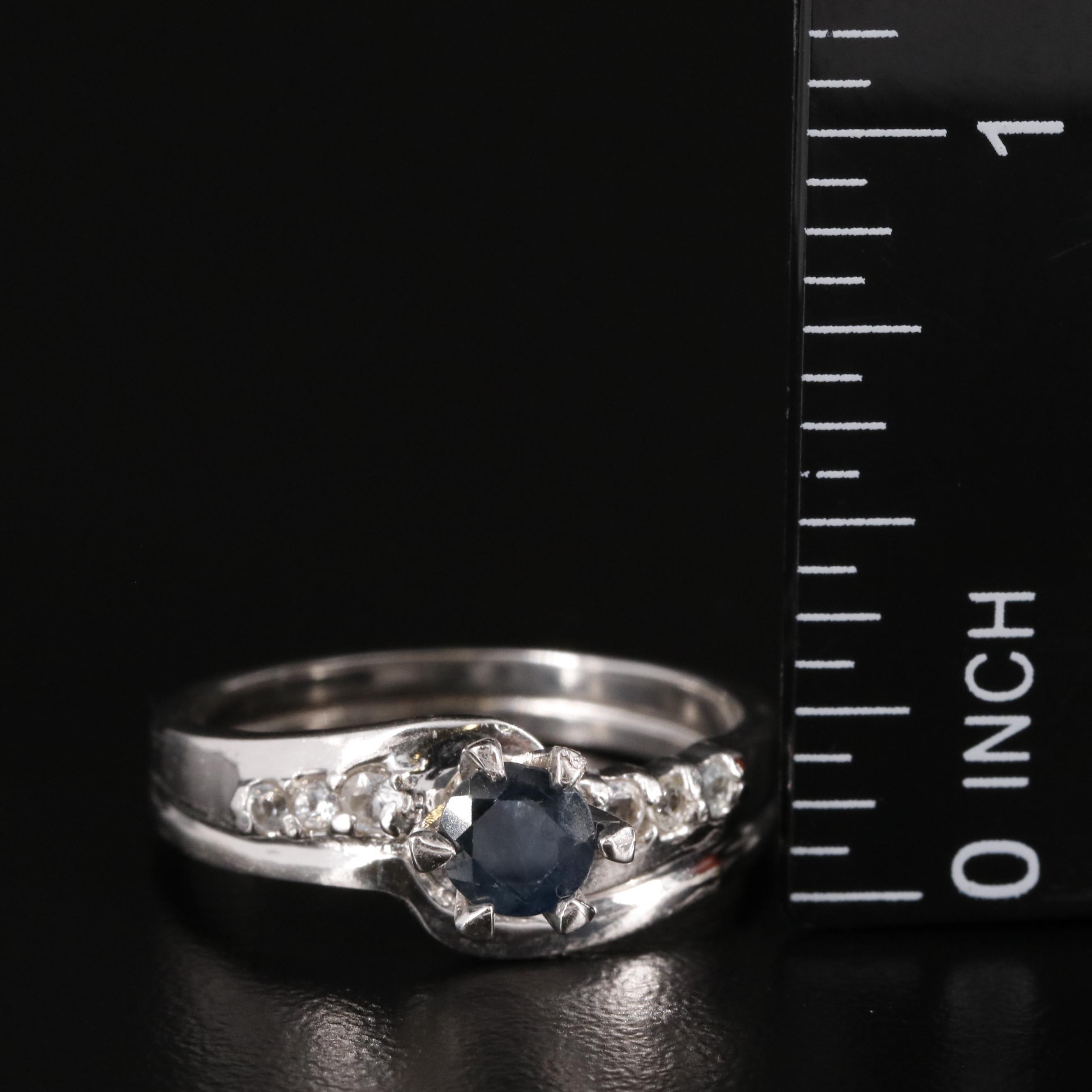 Sterling Sapphire and White Topaz Ring