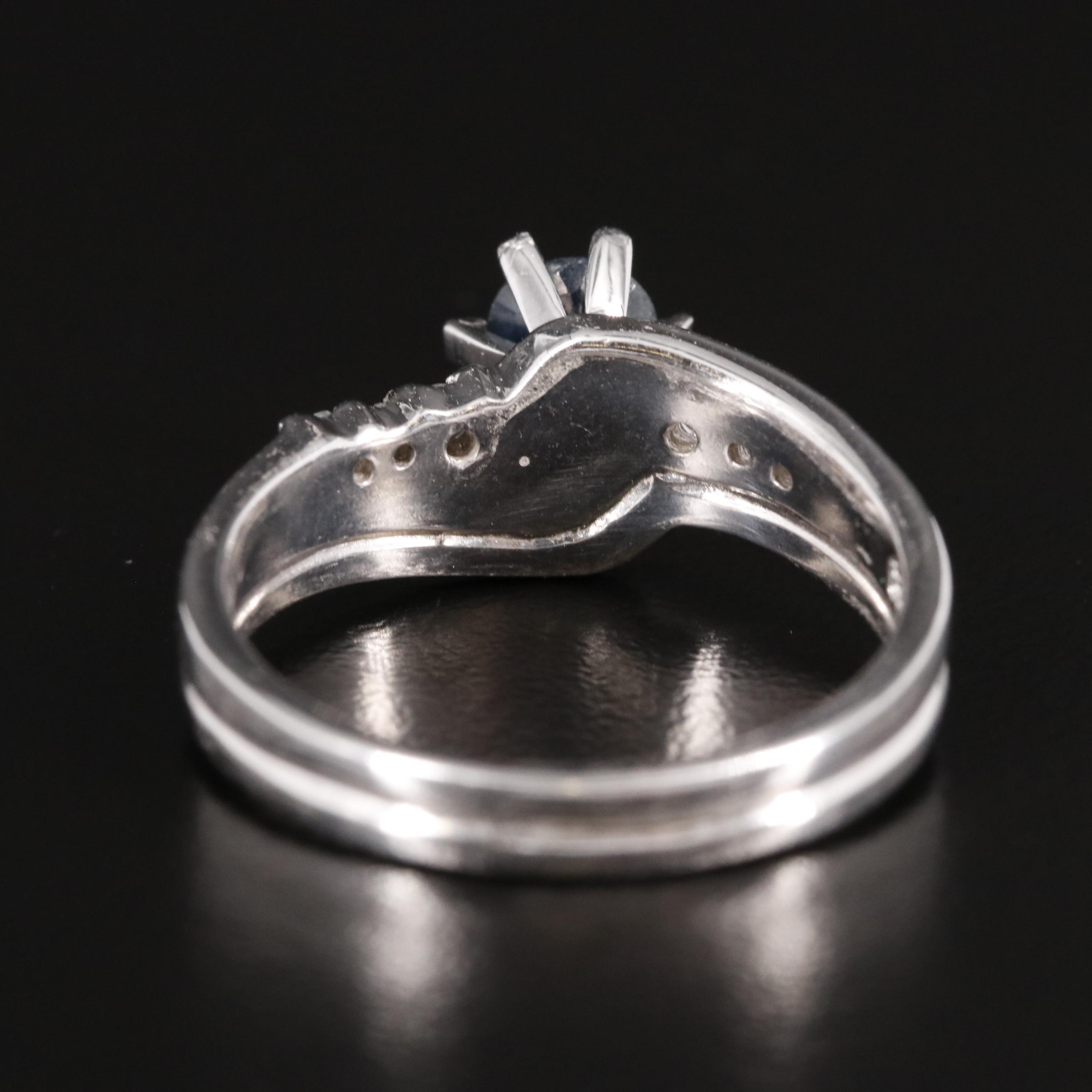 Sterling Sapphire and White Topaz Ring