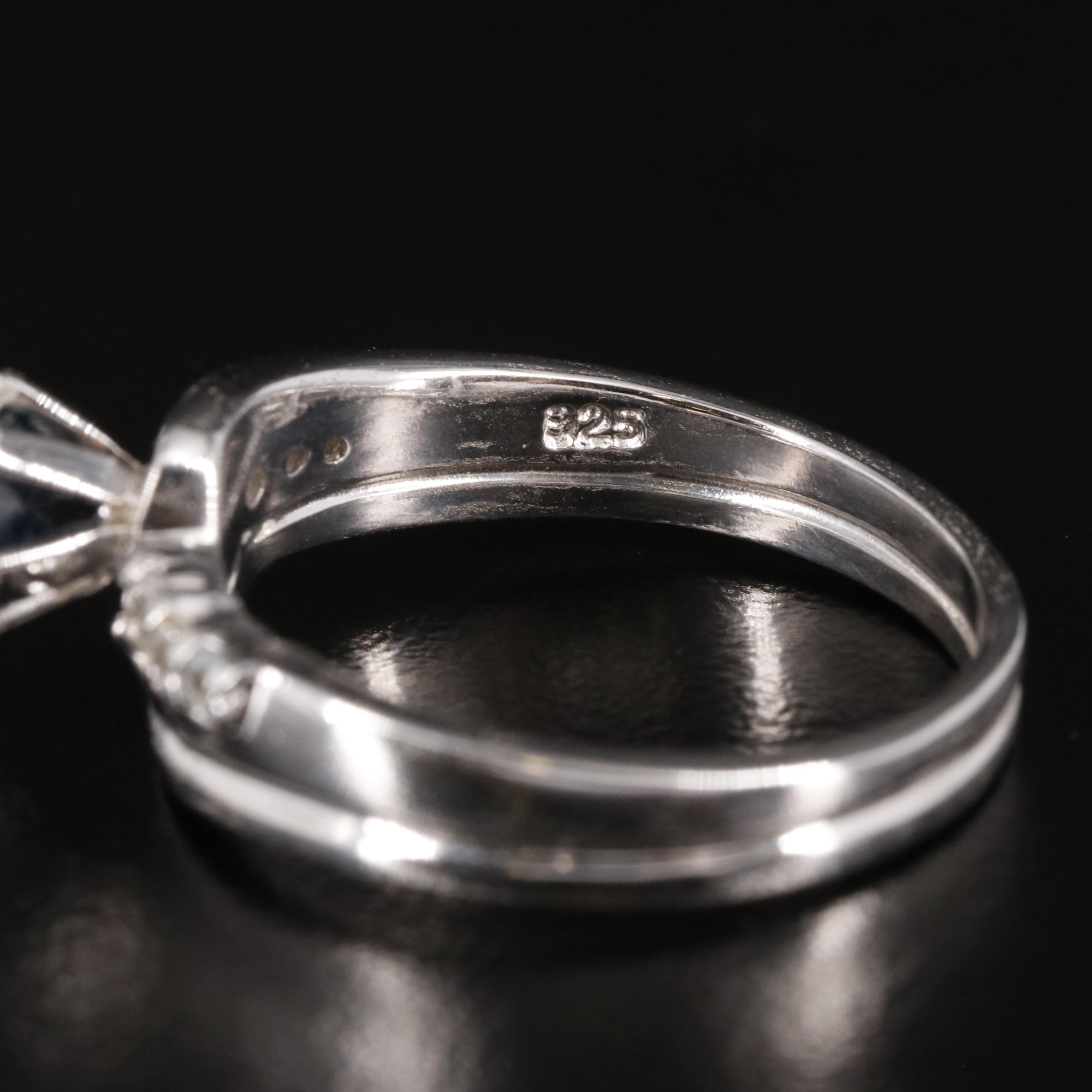 Sterling Sapphire and White Topaz Ring