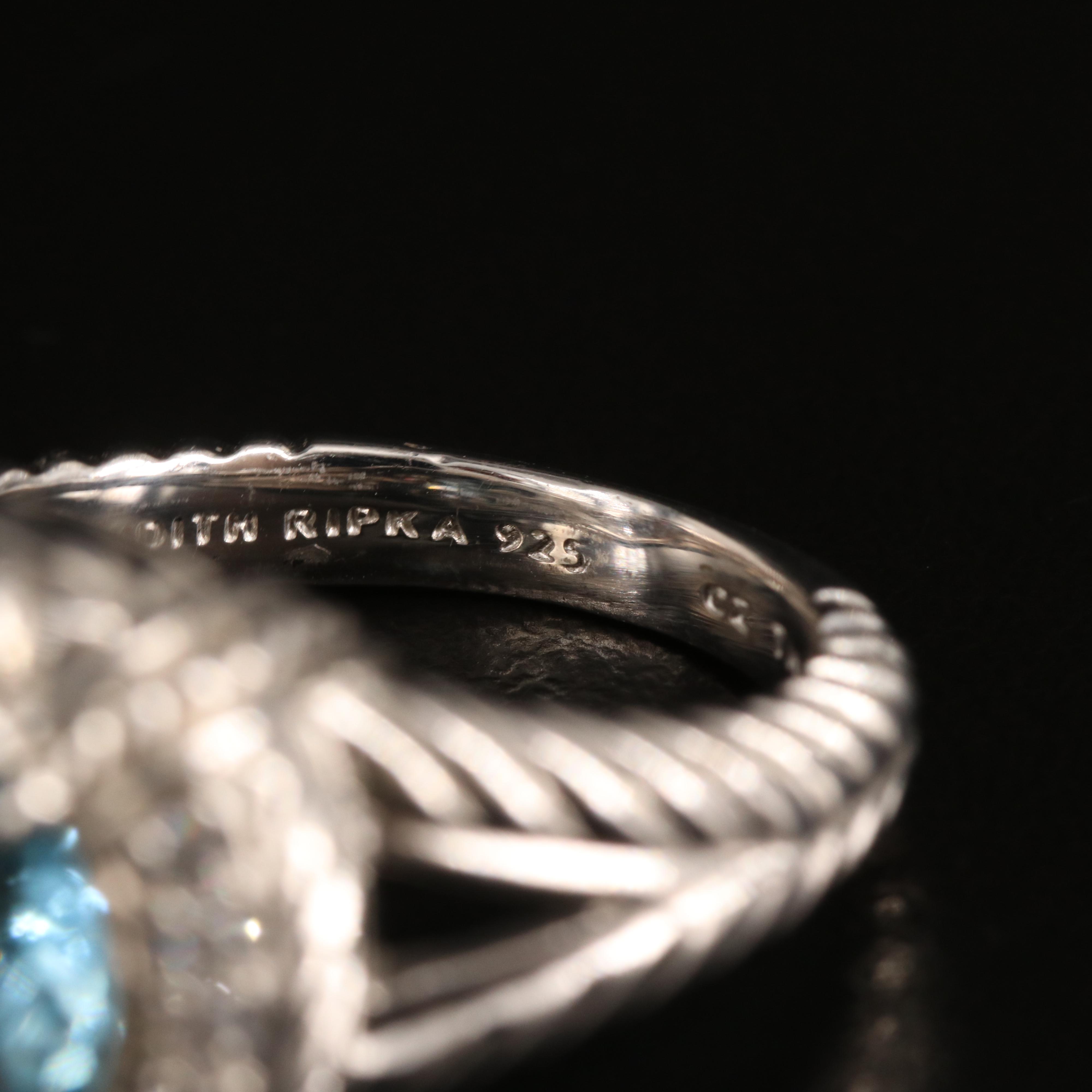 Judith Ripka Sterling Ring Grouping Including Top, Citrine and Cubic Zirconia