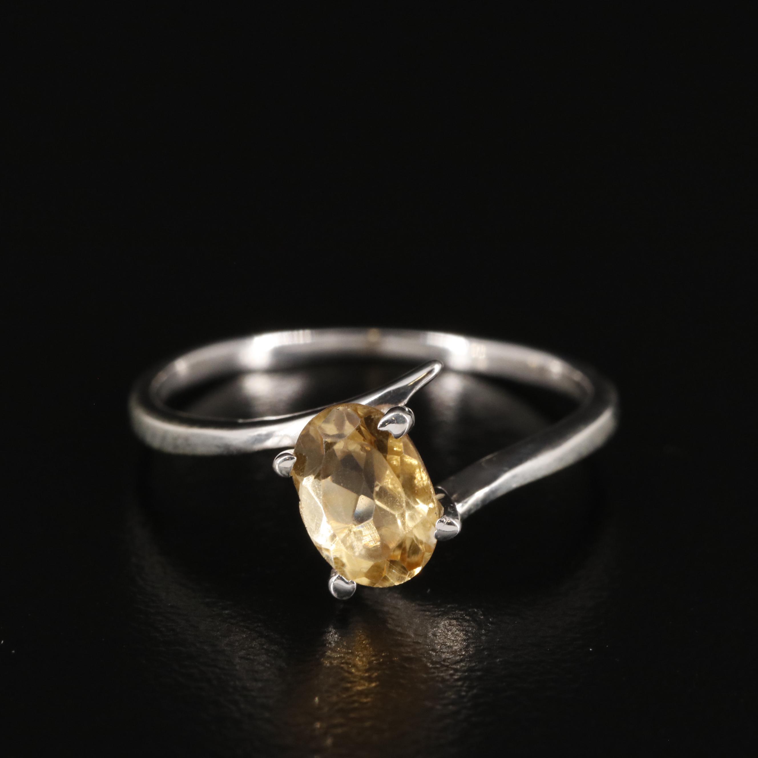Sterling and Citrine Solitaire Ring