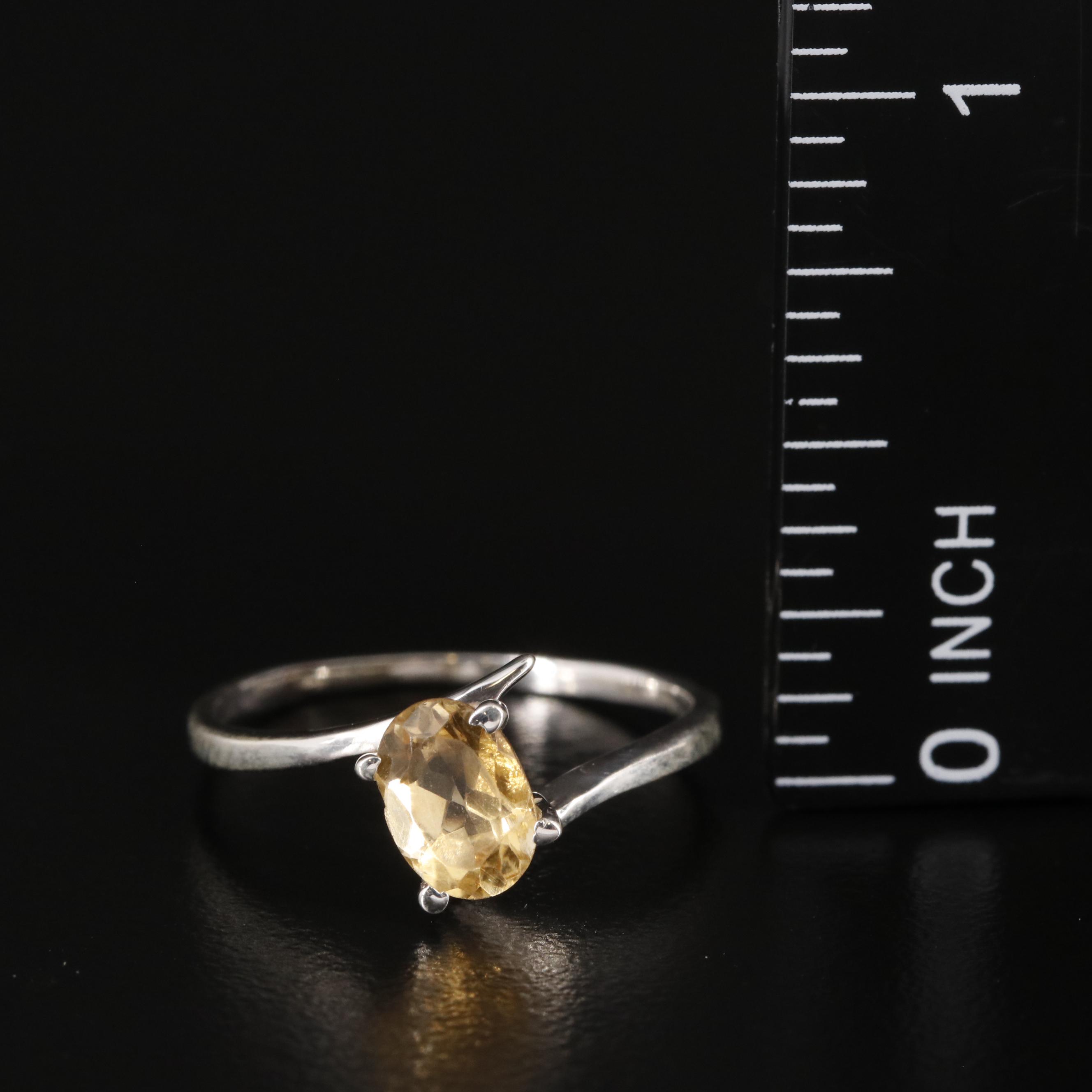 Sterling and Citrine Solitaire Ring