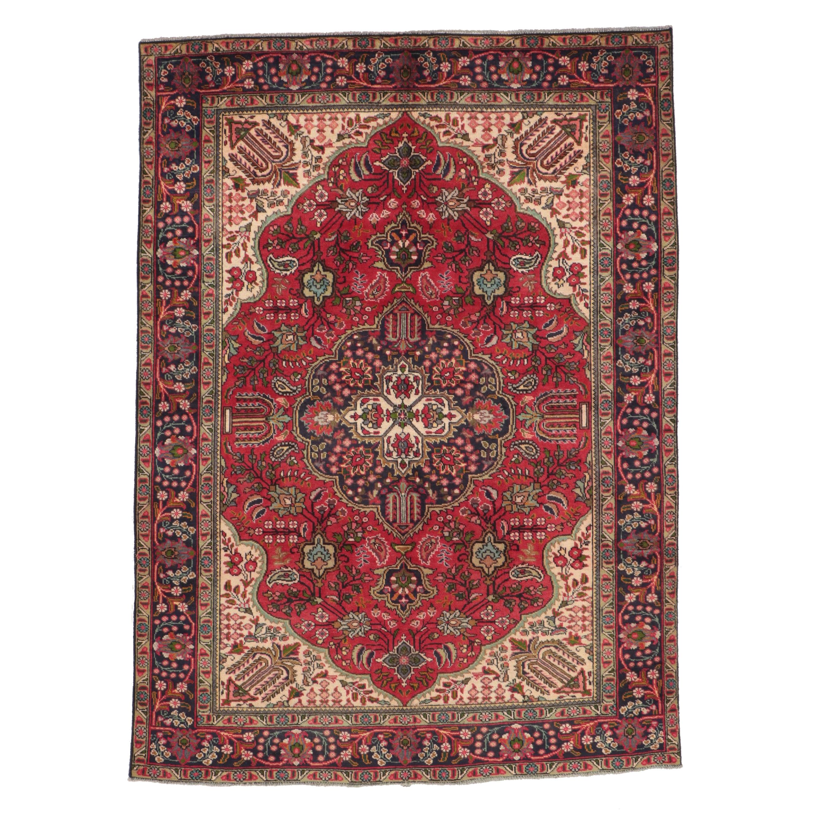 6'3 x 8'6 Hand-Knotted Persian Tabriz Area Rug