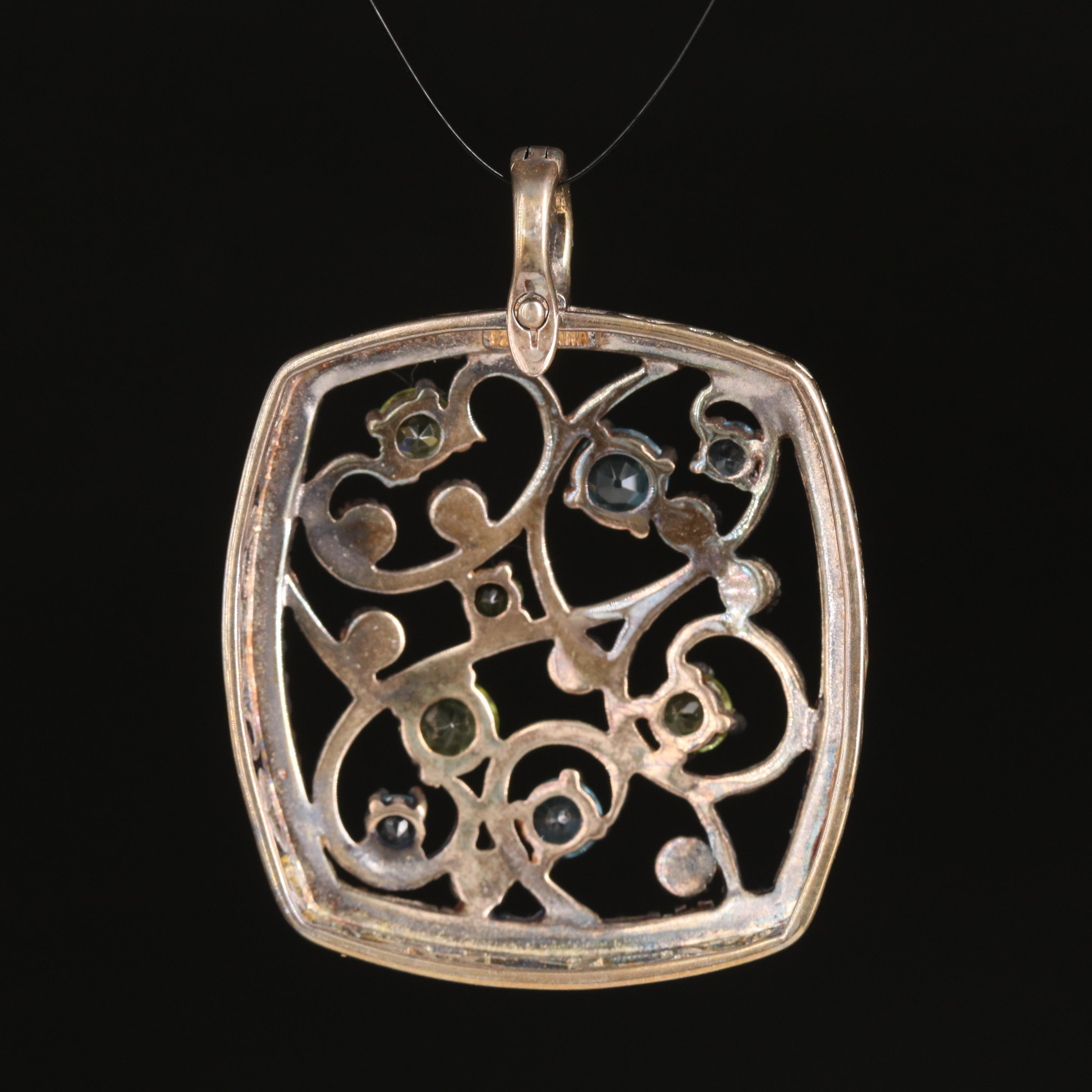 Sterling Sky Blue Topaz, Peridot and Diopside Enhancer Pendant