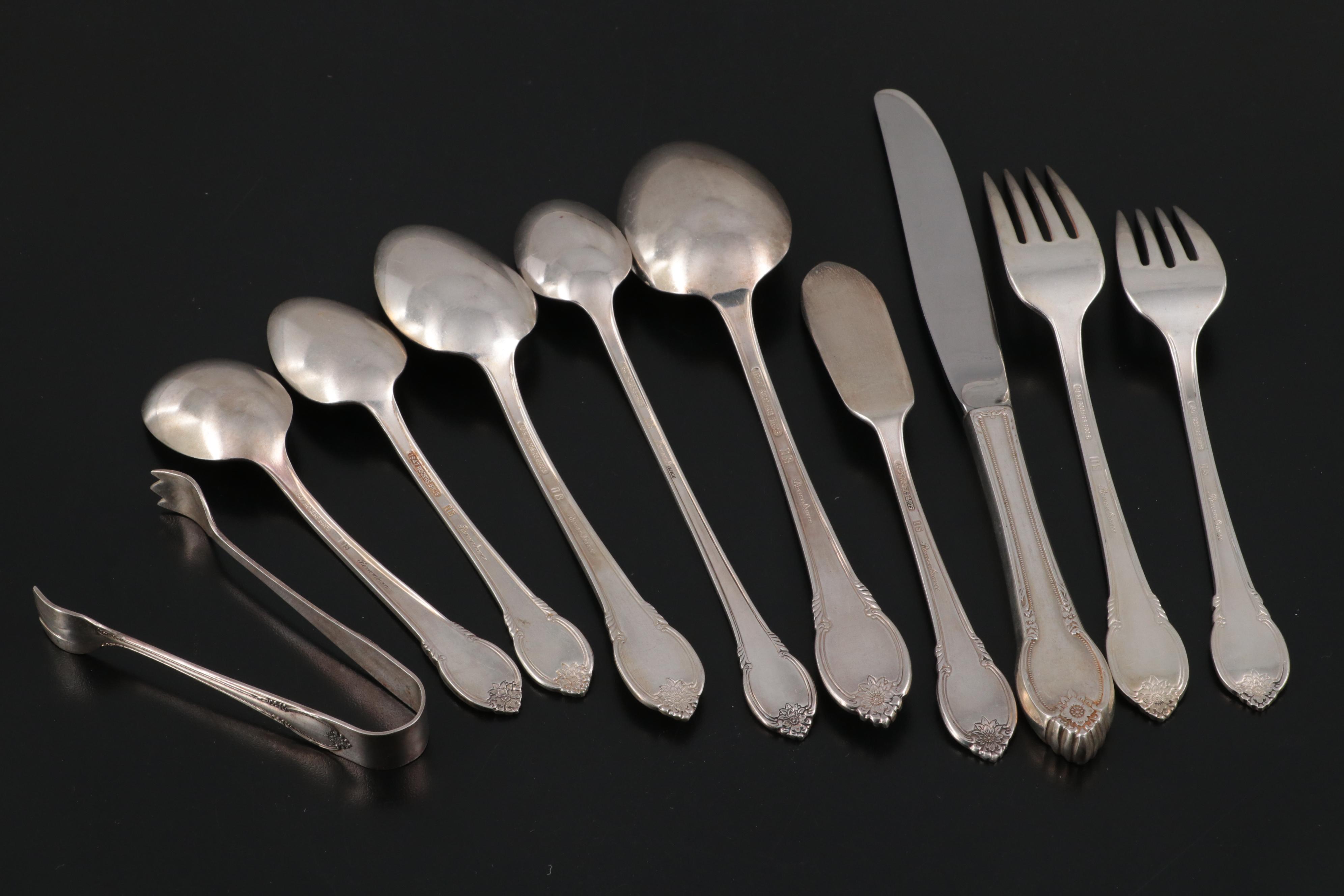 1847 Rogers Bros. "Remembrance" Silver Plate Flatware, Mid to Late 20th Century