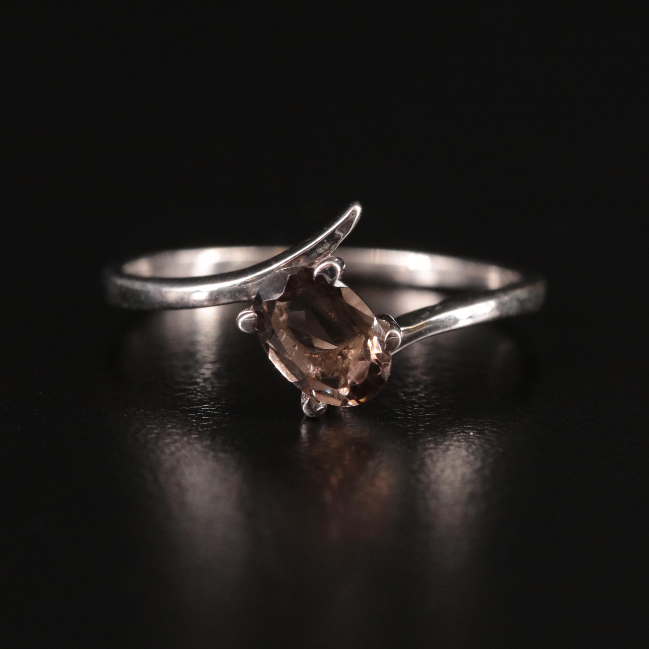 Sterling and Smoky Quartz Bypass Ring