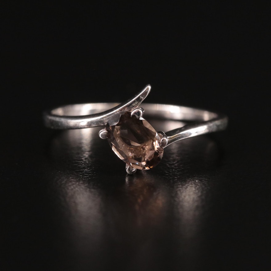 Sterling and Smoky Quartz Bypass Ring