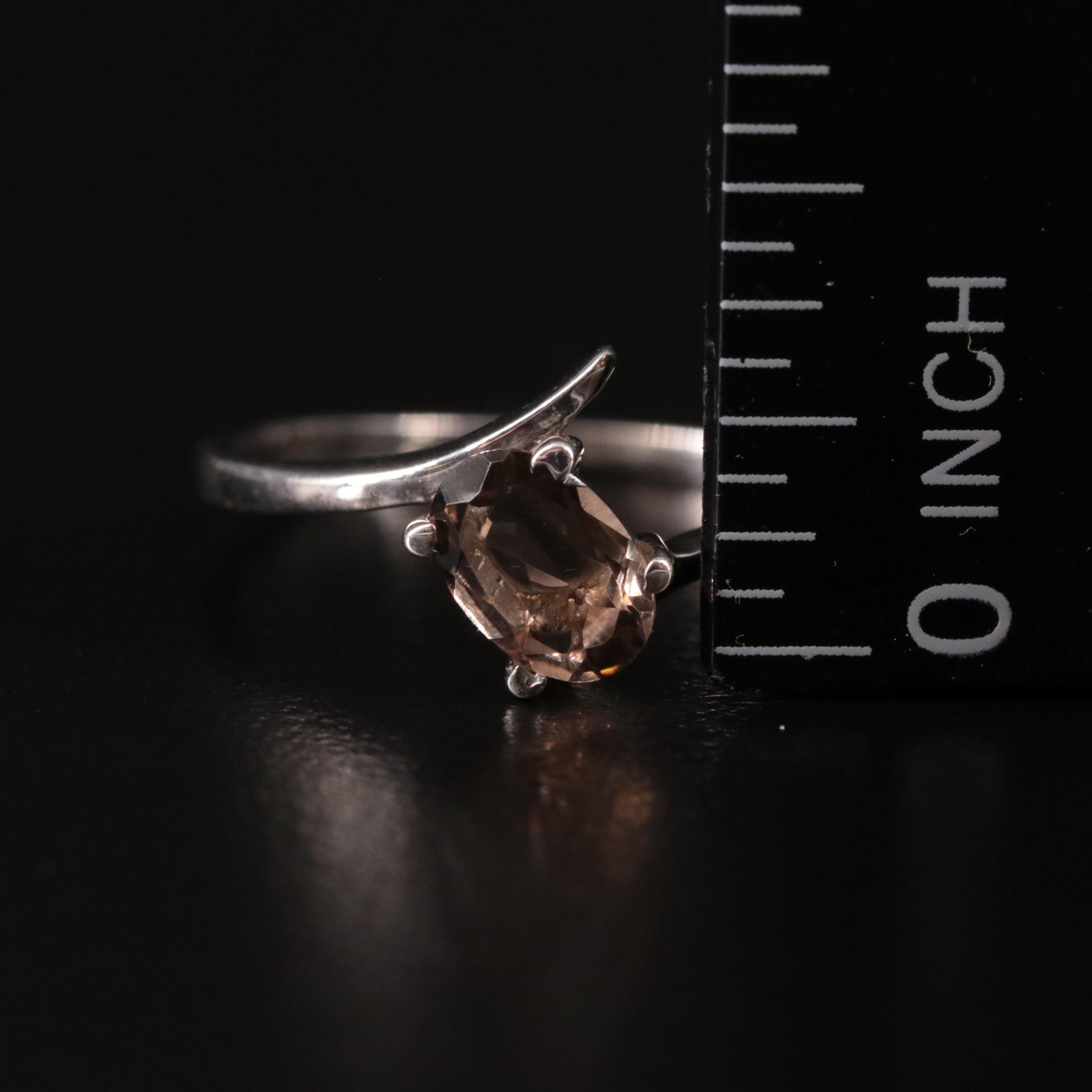 Sterling and Smoky Quartz Bypass Ring