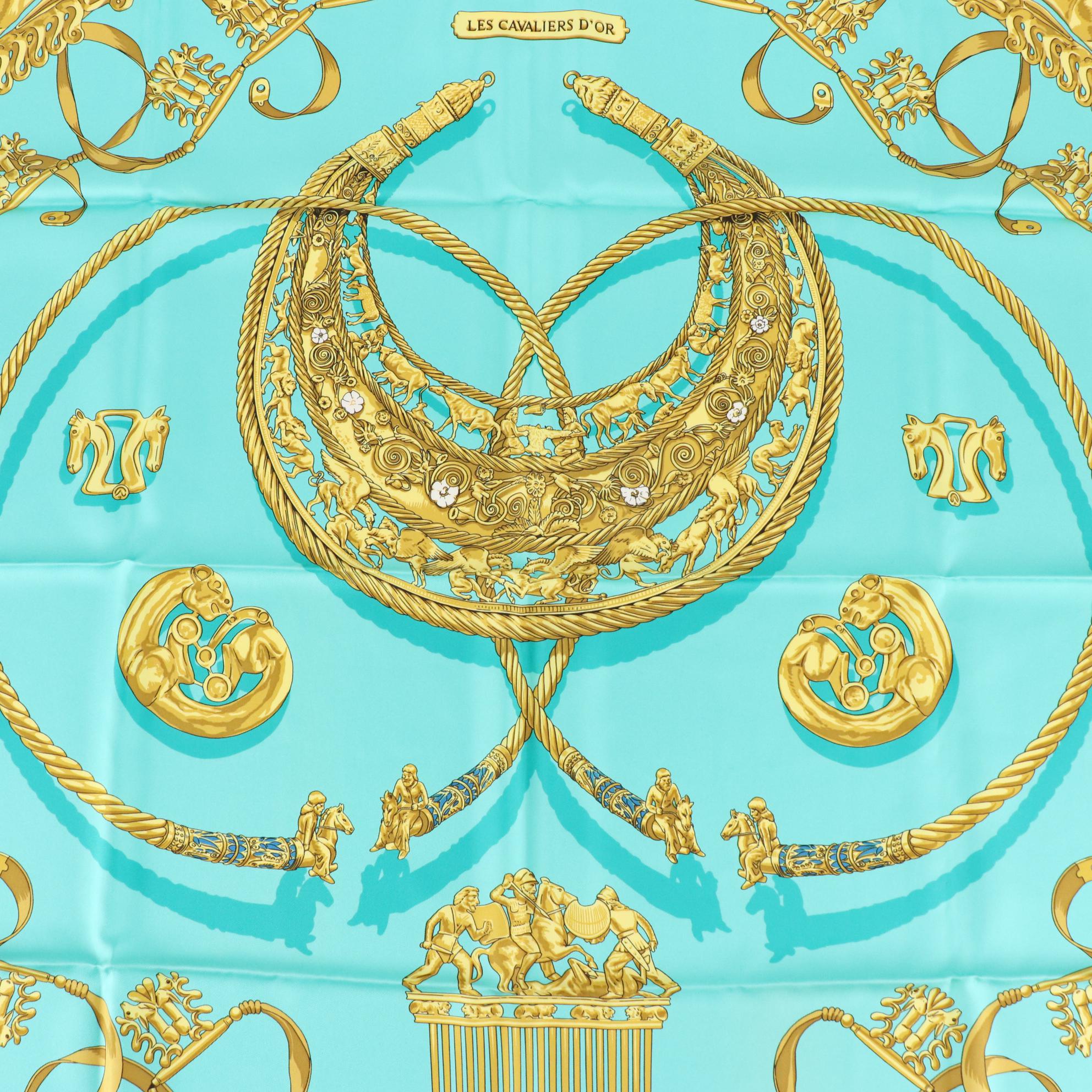 Hermès "Les Cavaliers d'Or" Silk Twill Scarf 90
