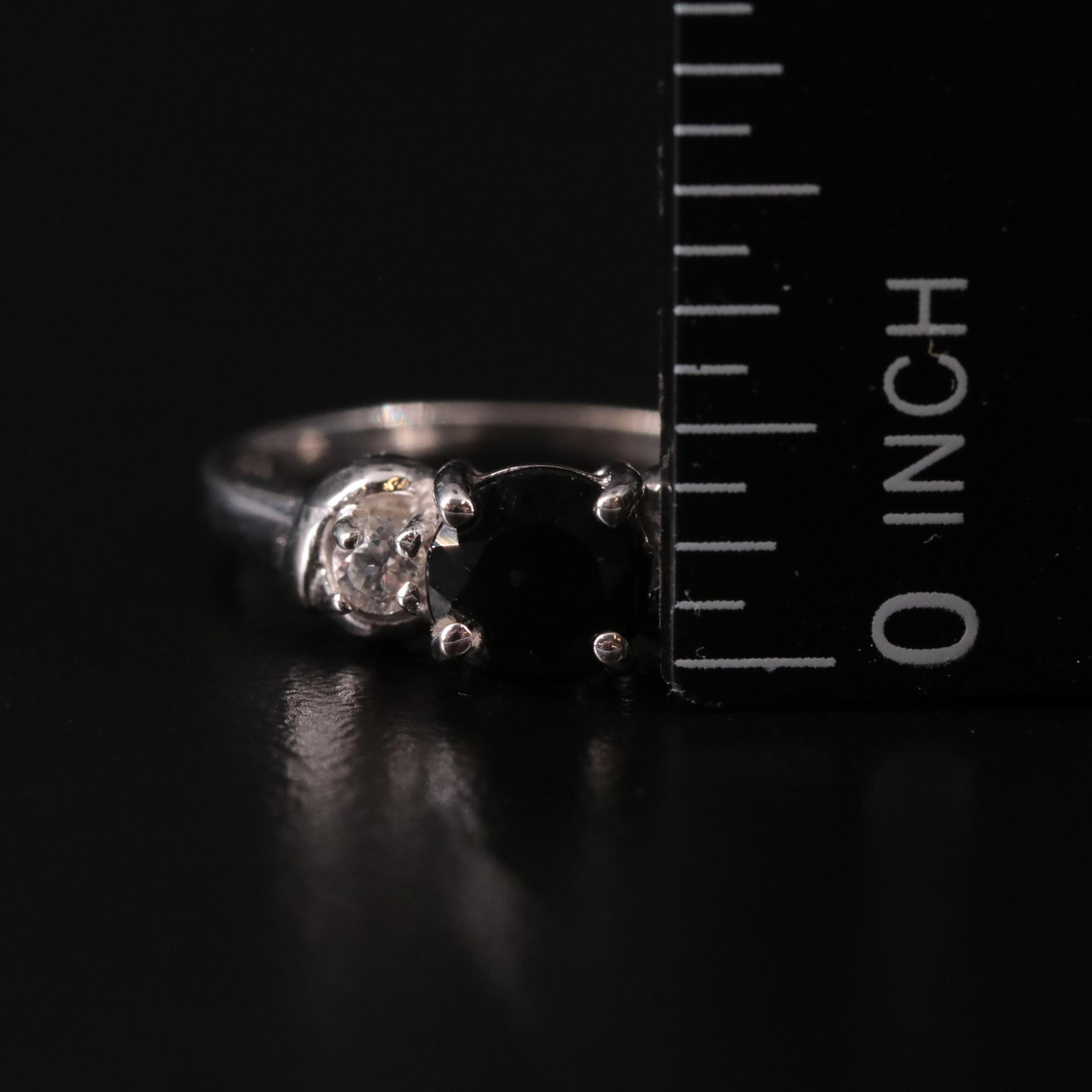 Sterling, Sapphire and White Topaz Ring