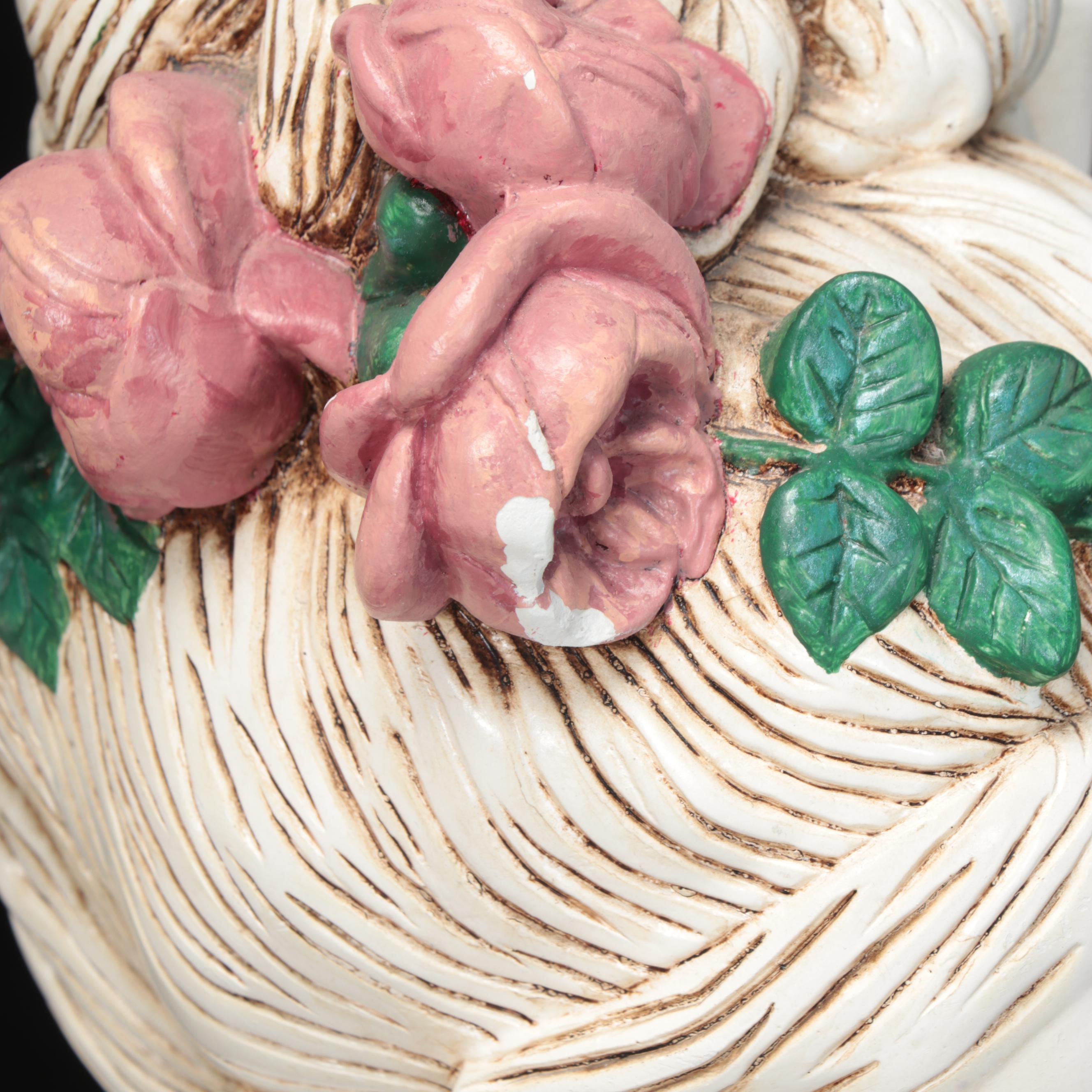 Painted Cast Plaster Bust of Woman on Pedestal after A. Carrier-Belleuse