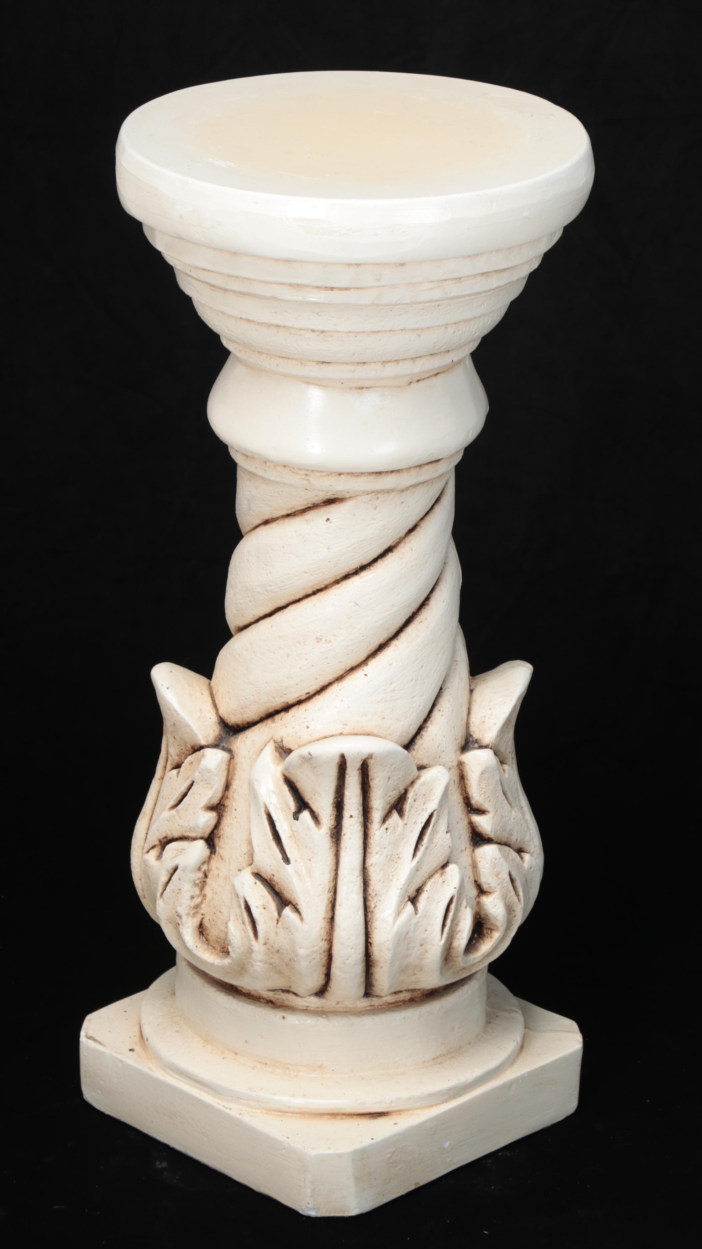 Painted Cast Plaster Bust of Woman on Pedestal after A. Carrier-Belleuse