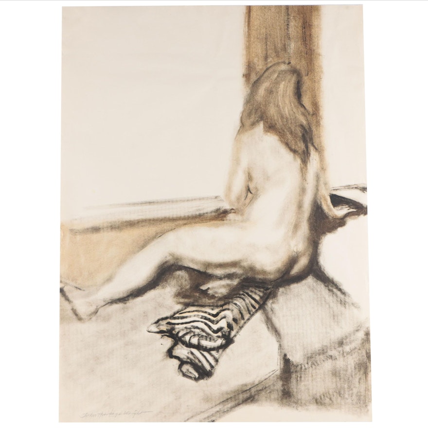 John Heritage Wright After Henri Matisse Oil Stick Drawing of Nude, Circa 1970