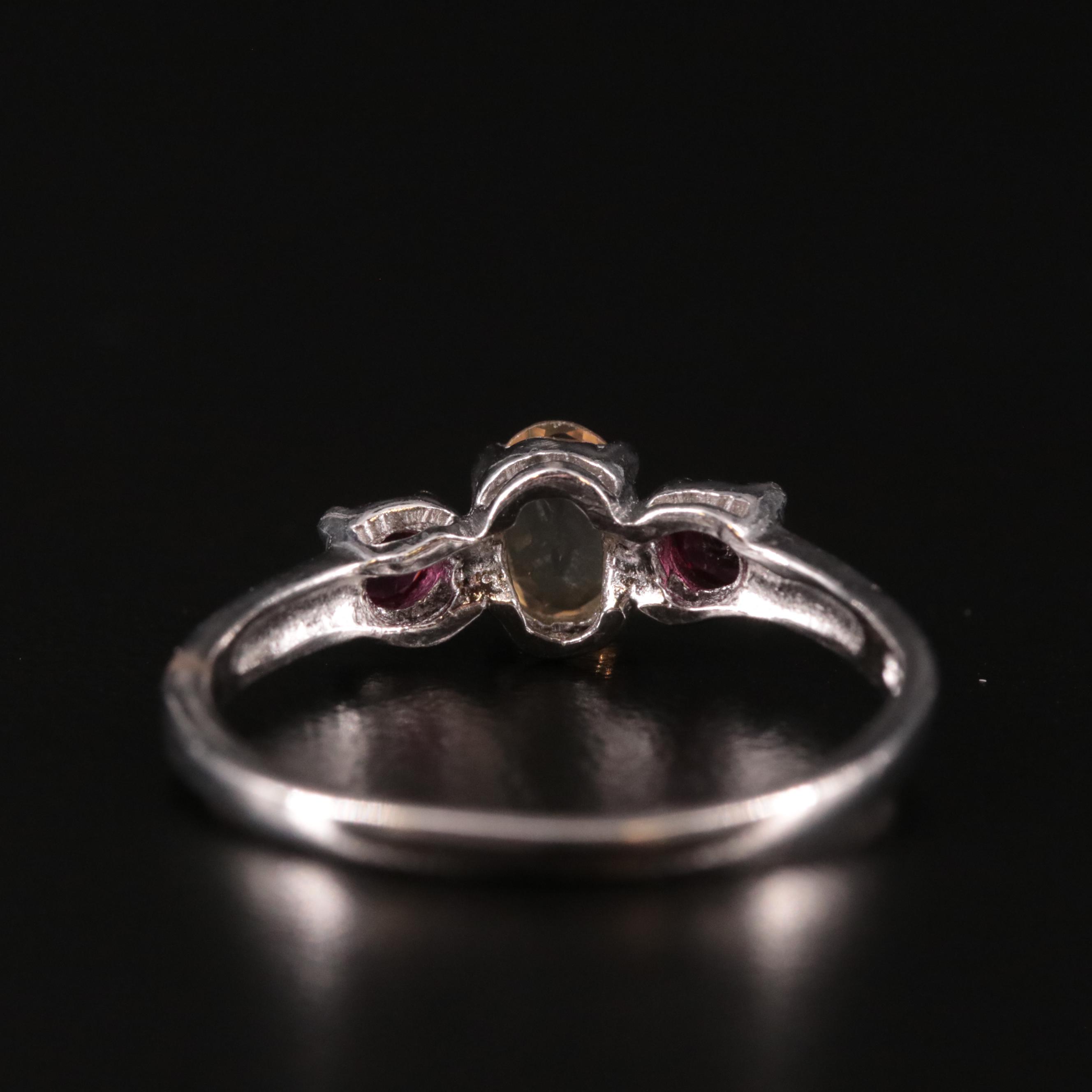 Sterling Citrine and Garnet Ring