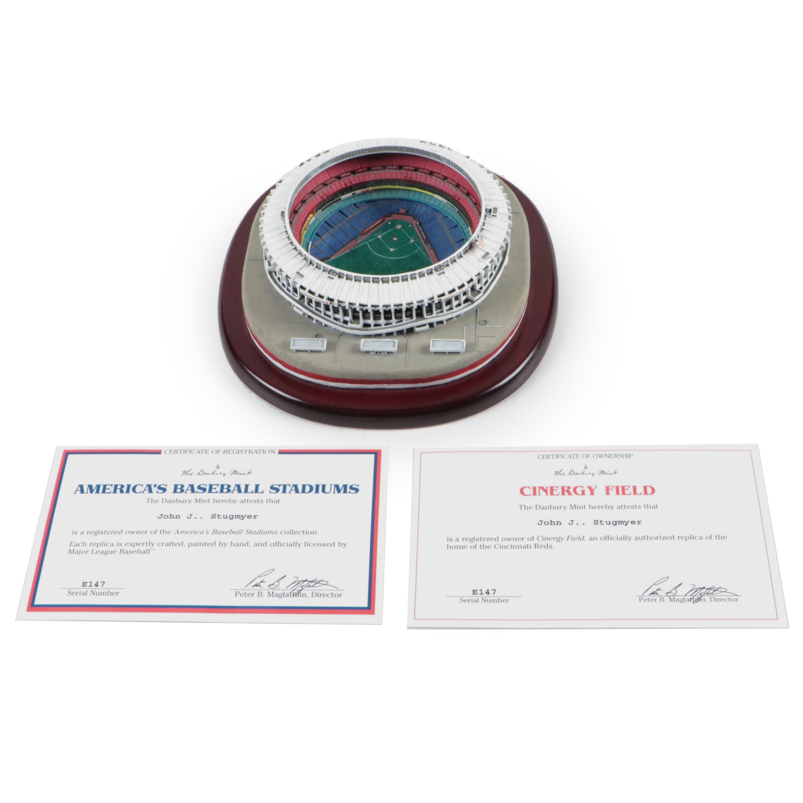 The Danbury Mint "Cinergy Field" Cincinnati Reds Hand-Painted Porcelain Replica