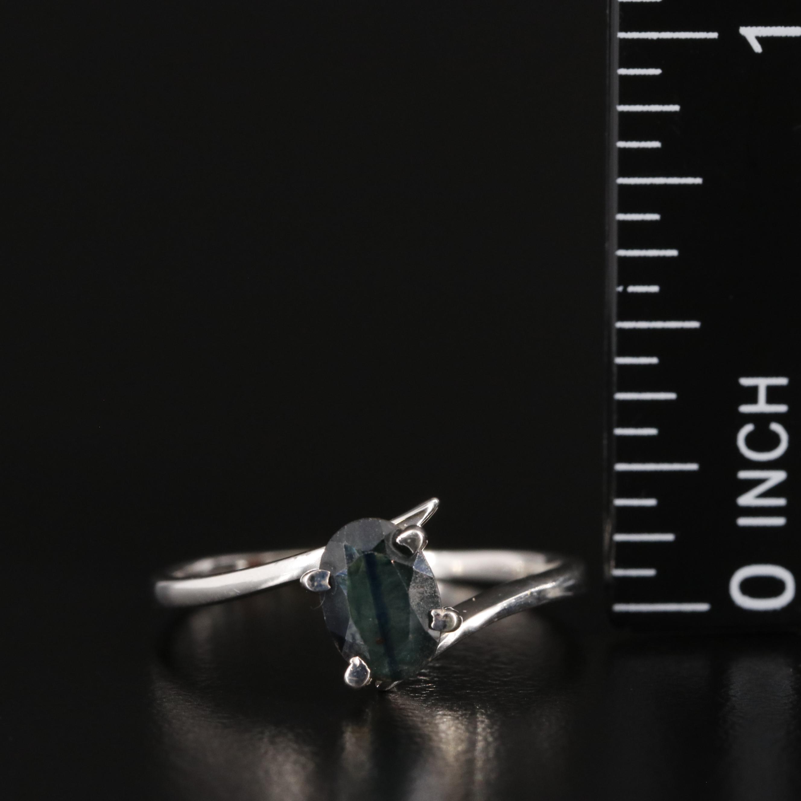 Sterling and Sapphire Bypass Ring