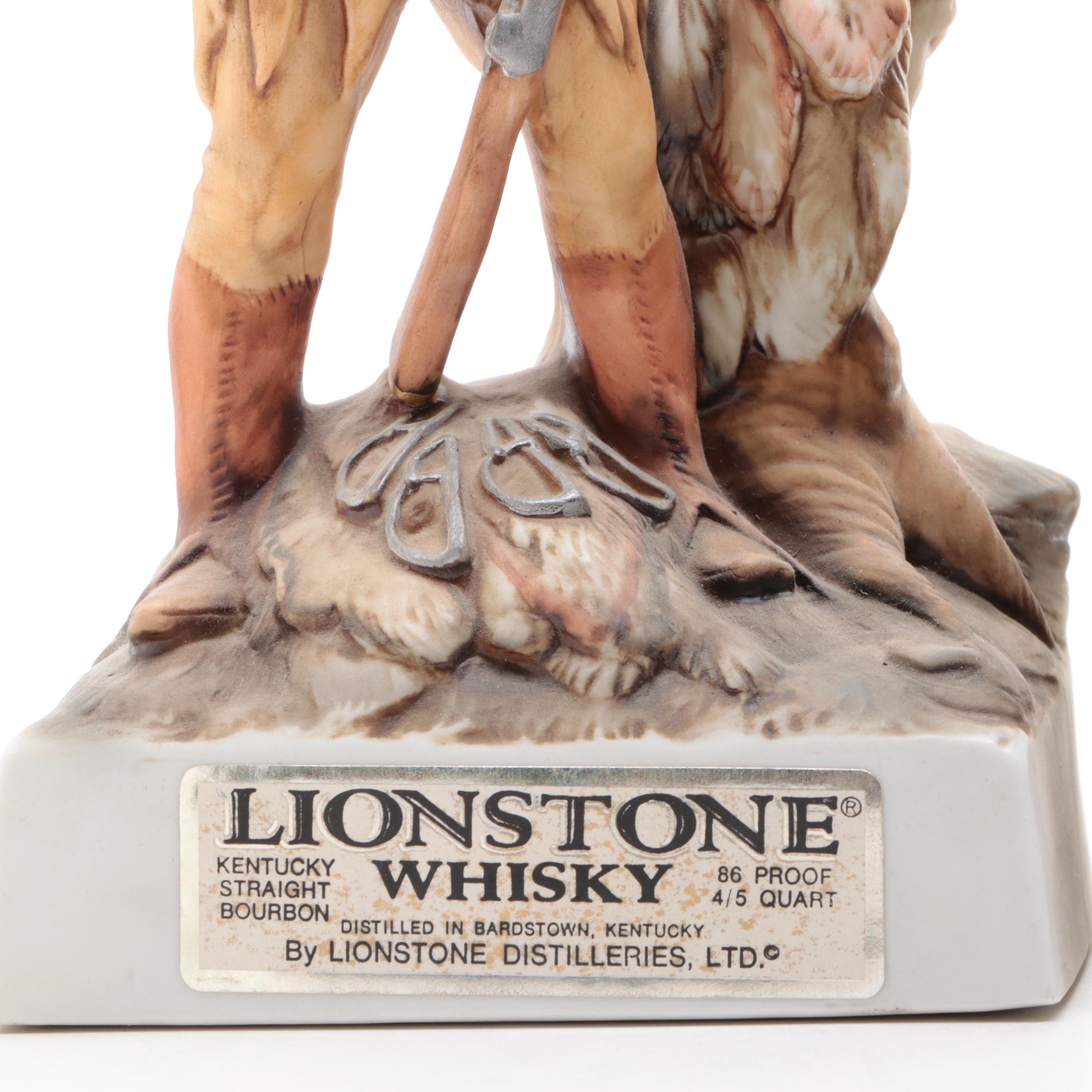 Lionstone and Cyrus Noble Mine Figural Porcelain Bisque Whiskey Decanters
