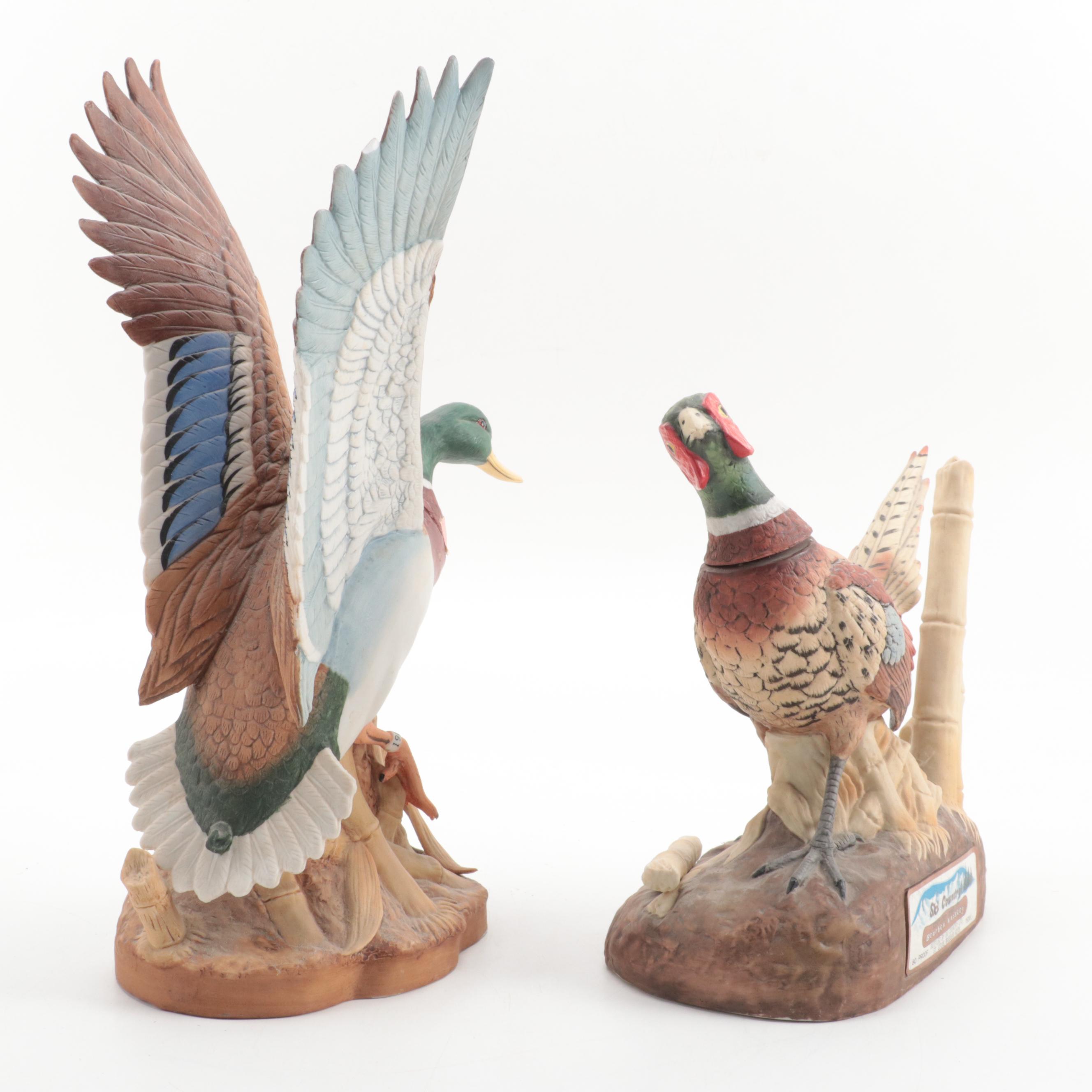 Ski Country "Mallard Drake" and "Ring-Neck Pheasant" Porcelain Bourbon Decanters
