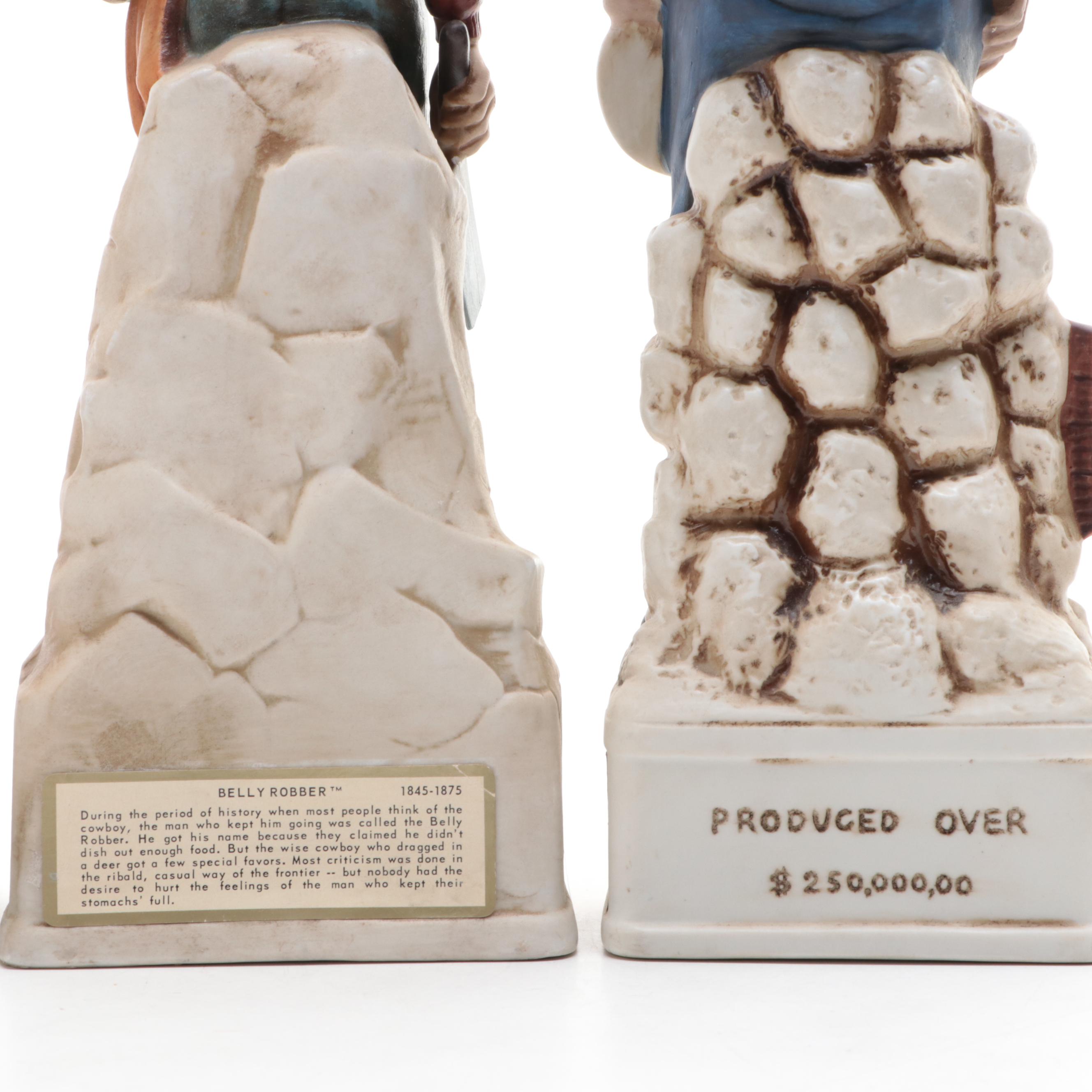 Lionstone and Cyrus Noble Mine Figural Porcelain Bisque Whiskey Decanters