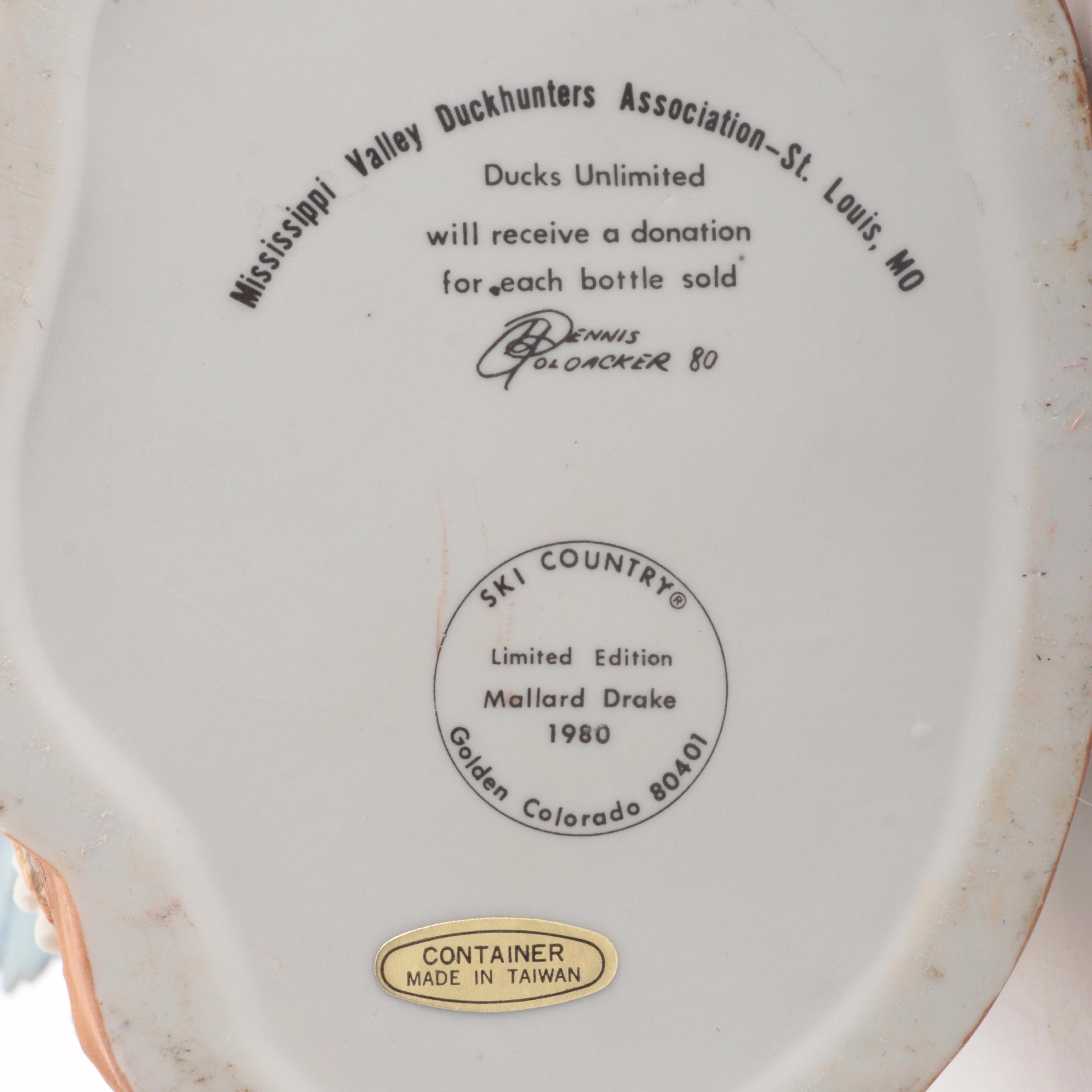 Ski Country "Mallard Drake" and "Ring-Neck Pheasant" Porcelain Bourbon Decanters