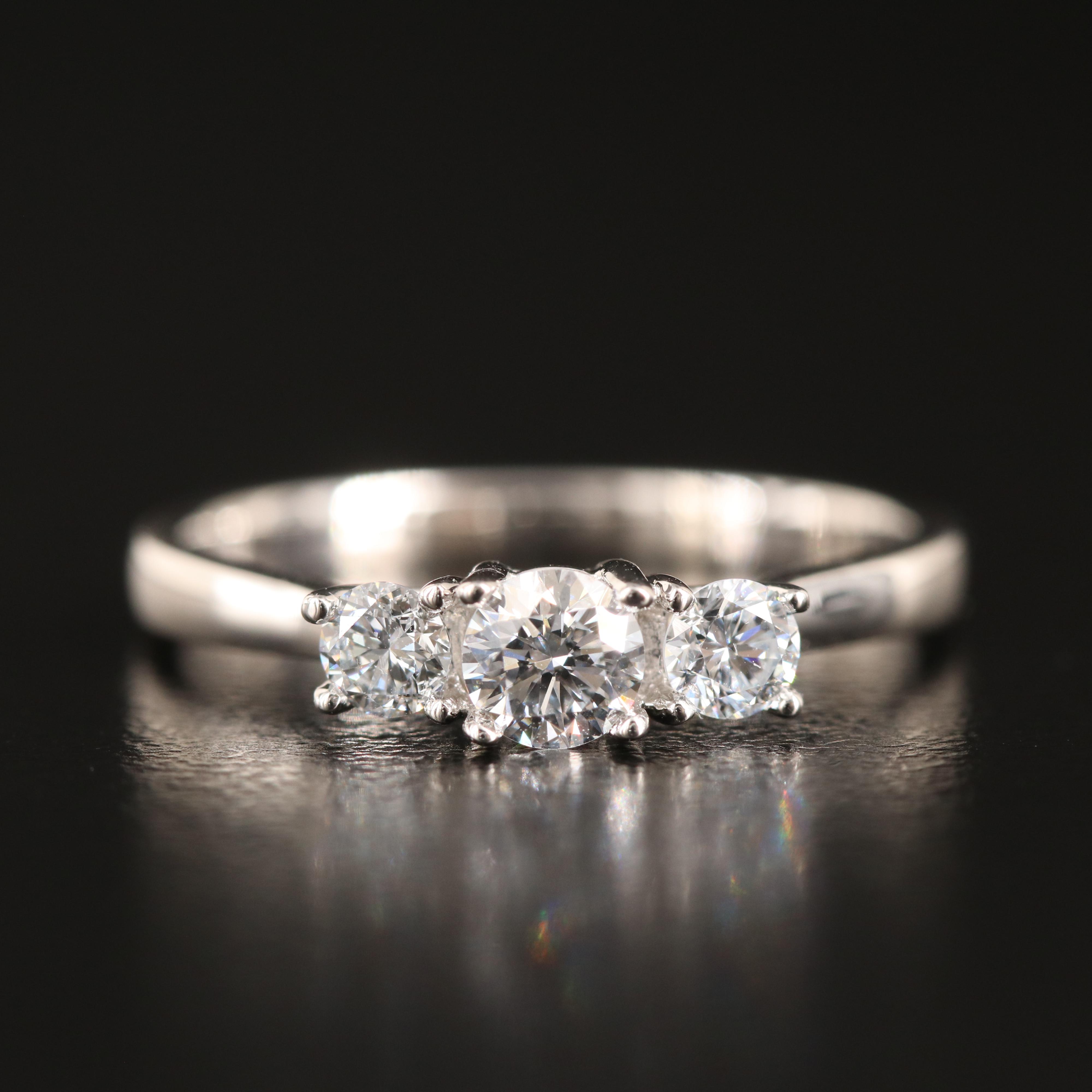 14K 0.48 CTW Lab Grown Diamond Three Stone Ring with IGI Report