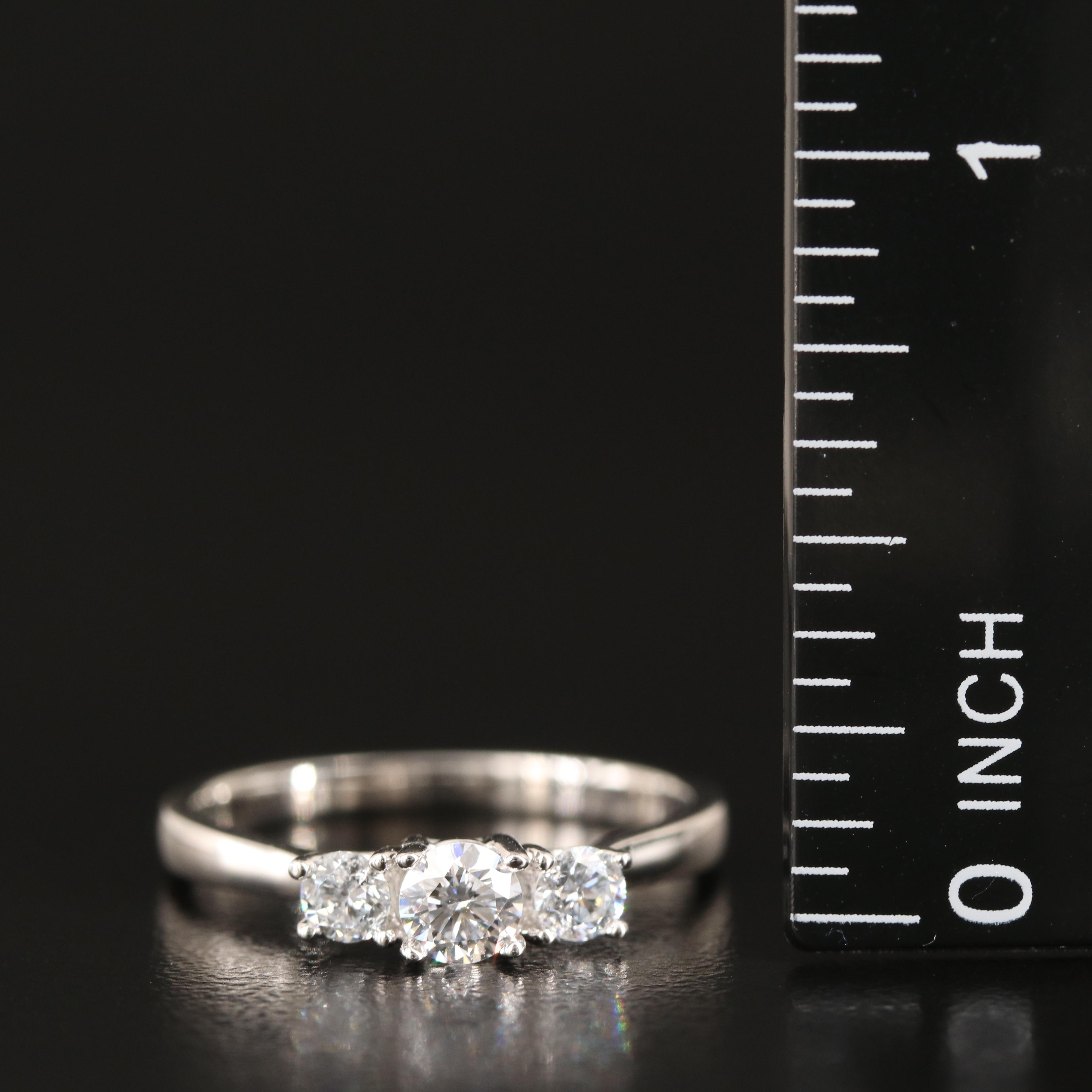 14K 0.48 CTW Lab Grown Diamond Three Stone Ring with IGI Report