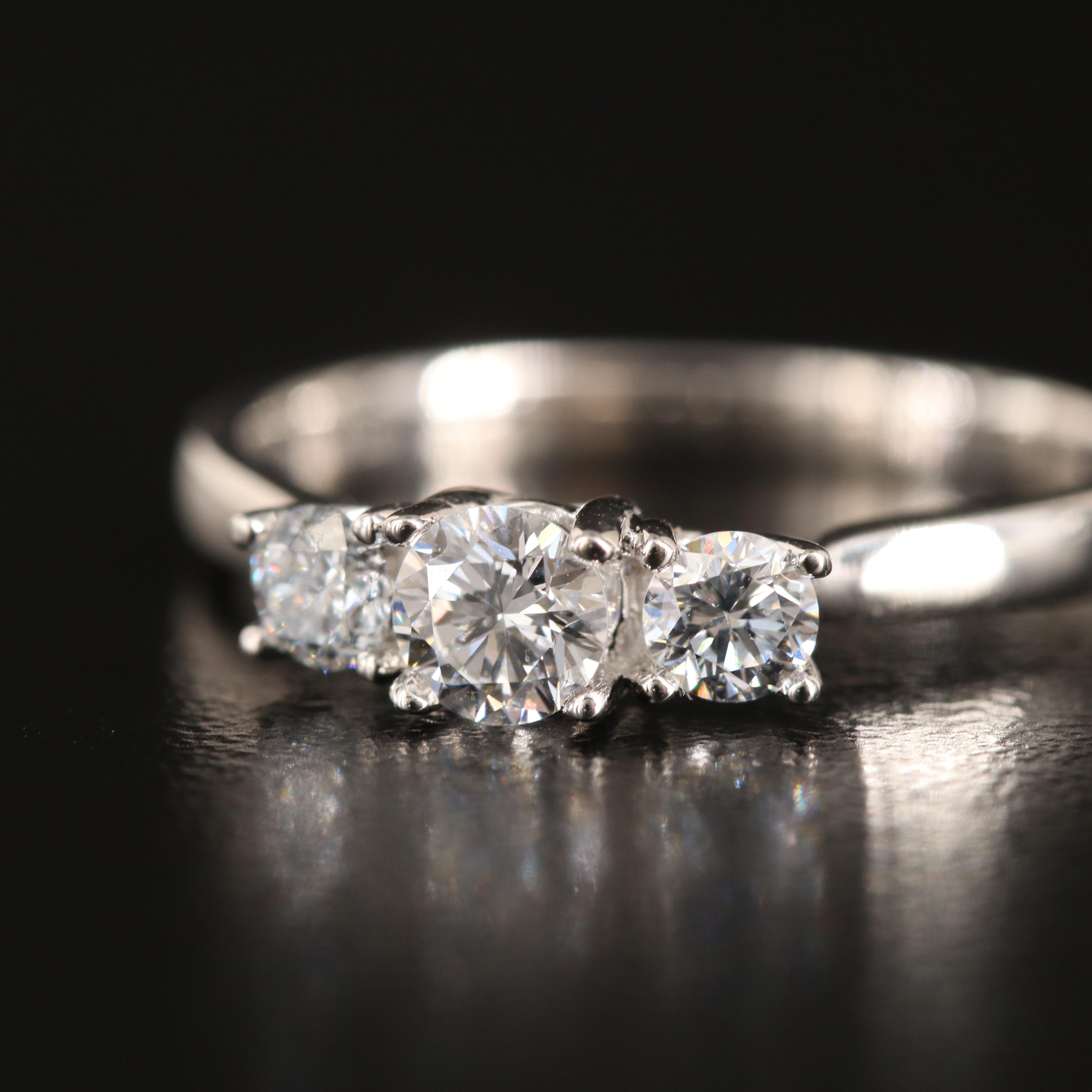 14K 0.48 CTW Lab Grown Diamond Three Stone Ring with IGI Report